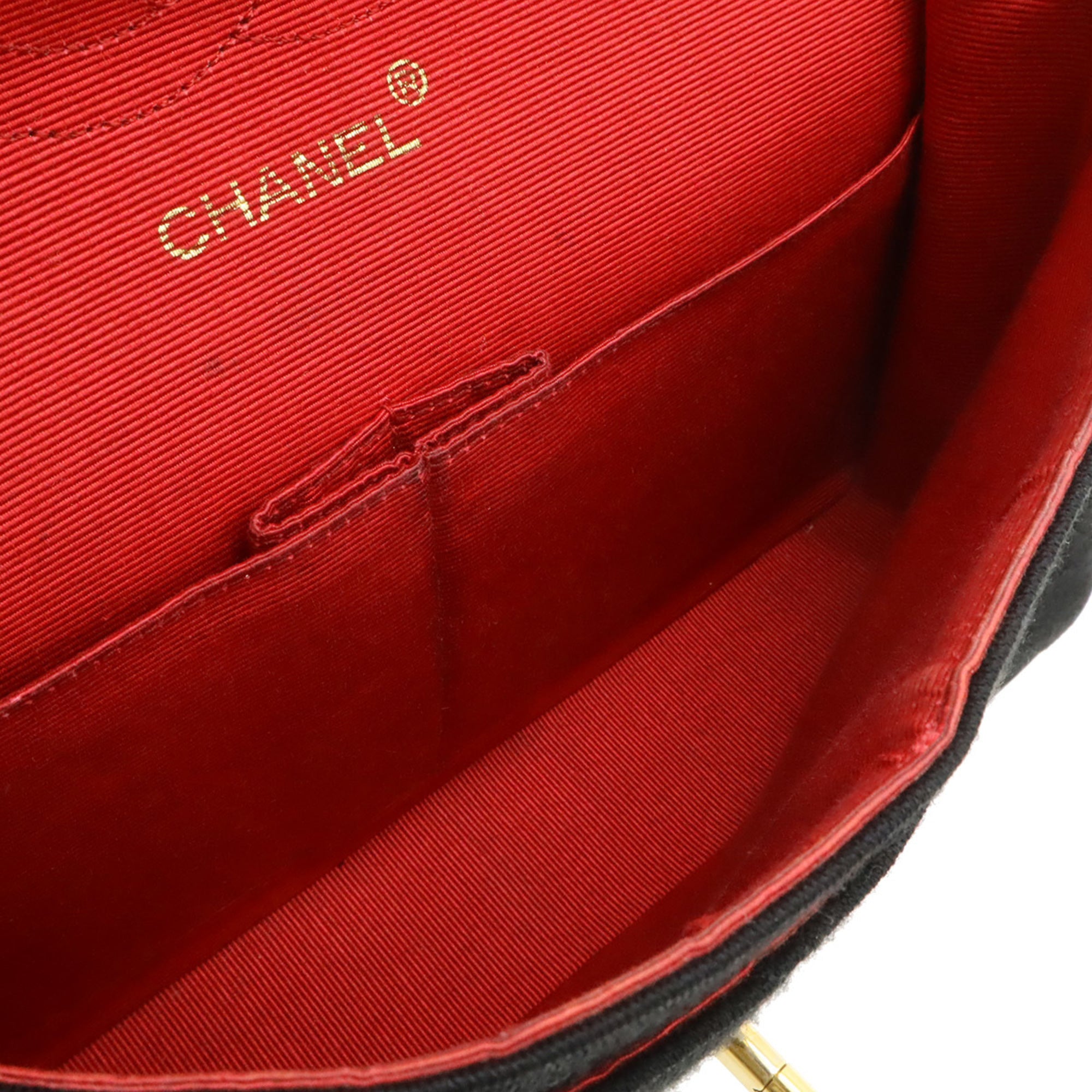 Chanel Matelasse Black Cotton Jacquard Leather Shoulder Bag (Pre-Owned)