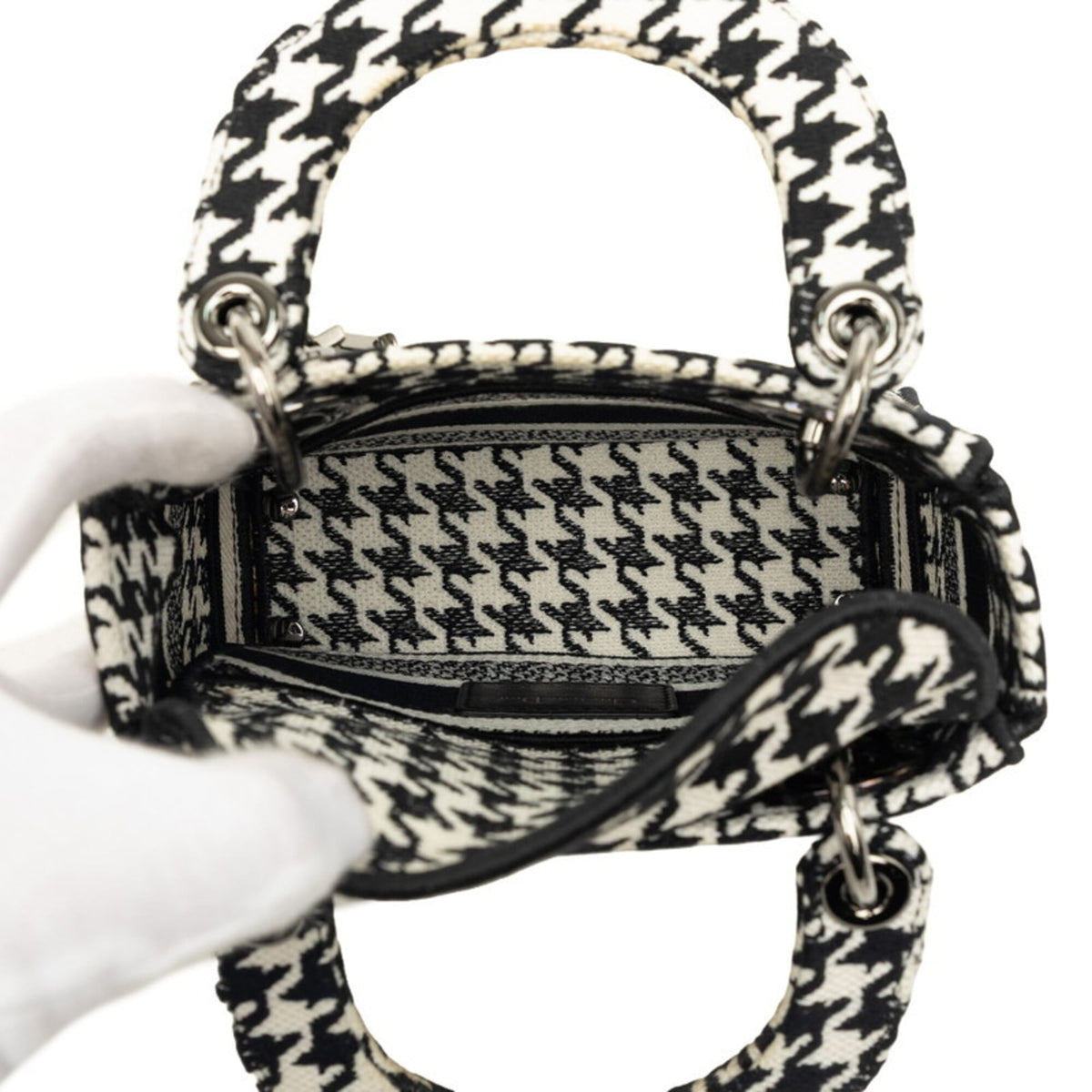 Christian Dior Black White Canvas Handbag Shoulder Bag (Pre-Owned)