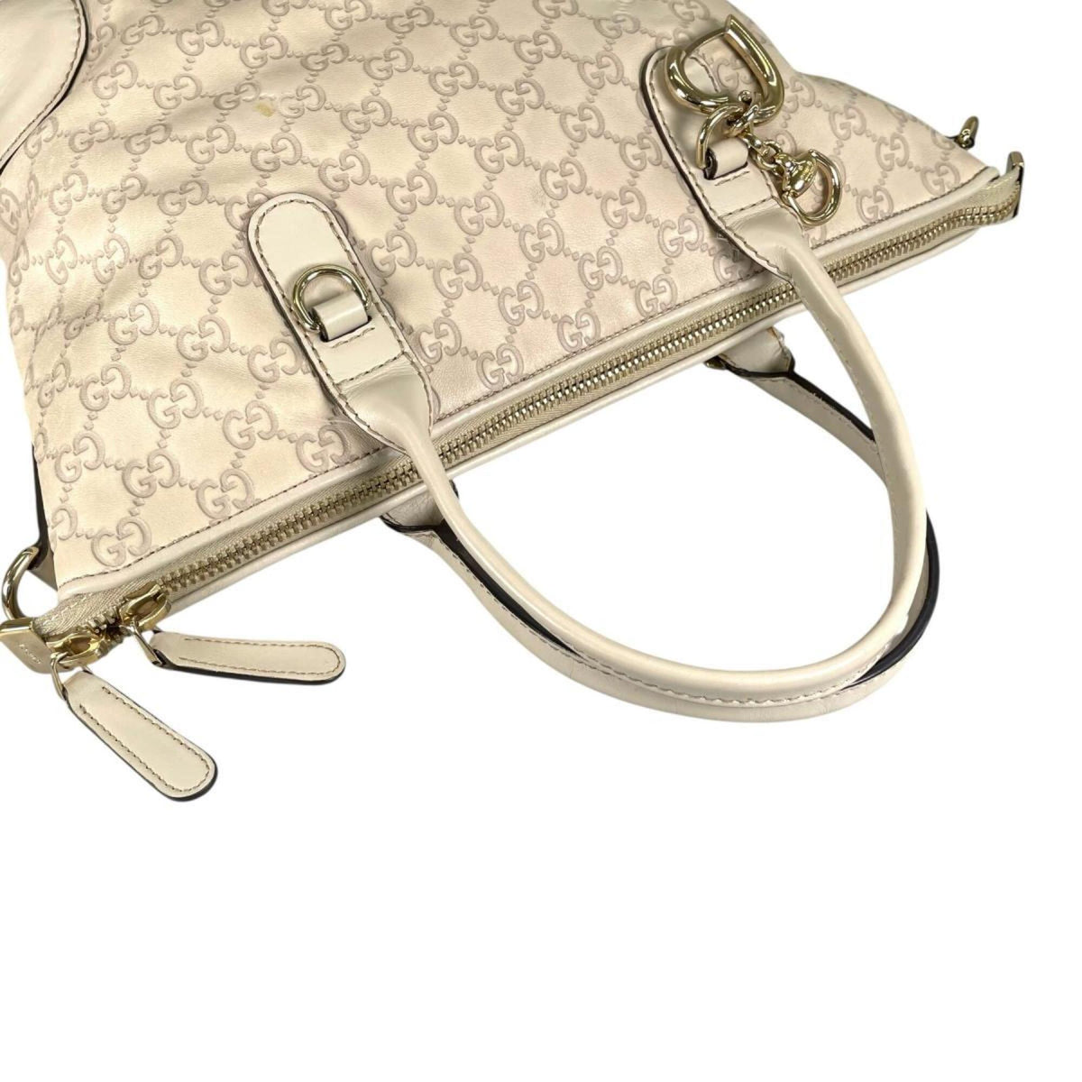 Gucci Beige Leather Shoulder Bag Tote Bag (Pre-Owned)