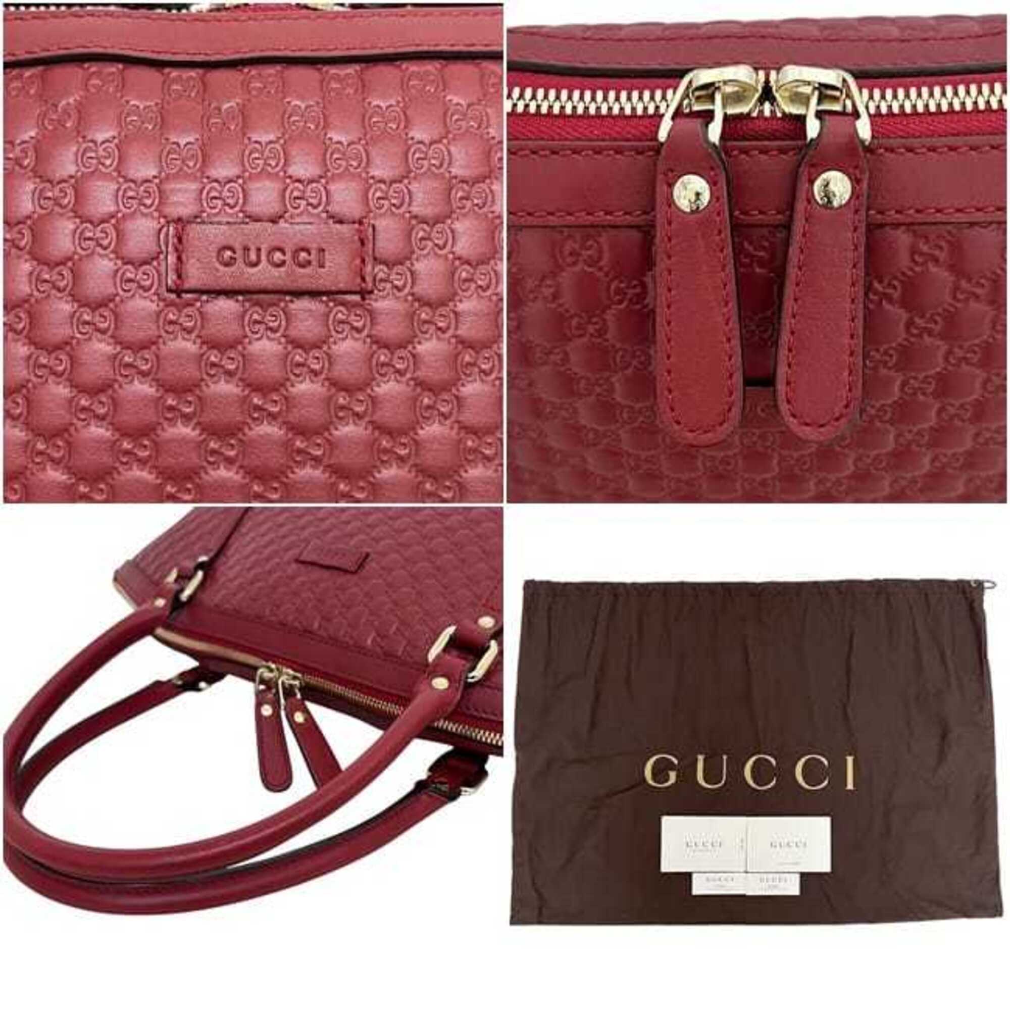 Gucci Red Color Leather Shoulder Bag Tote Bag (Pre-Owned)