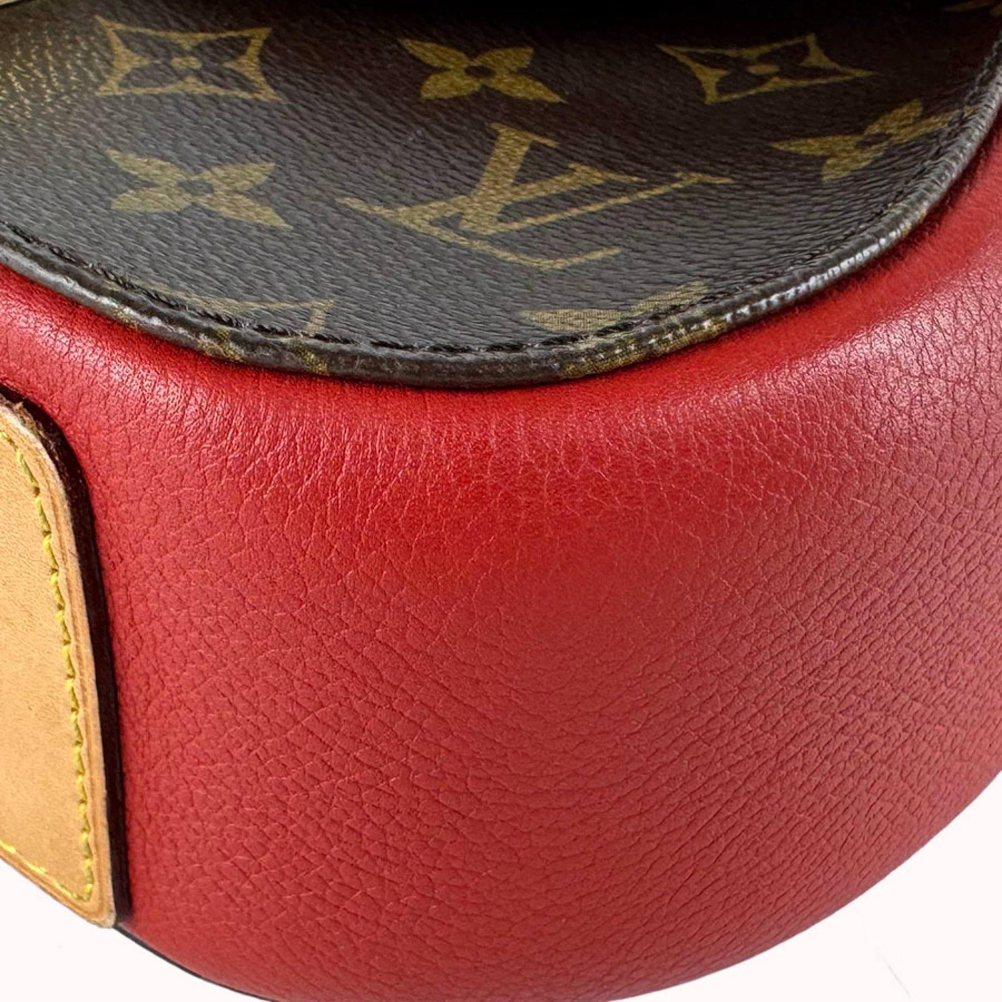Louis Vuitton Brown Monogram Red Color Monogram Leather Shoulder Bag (Pre-Owned)