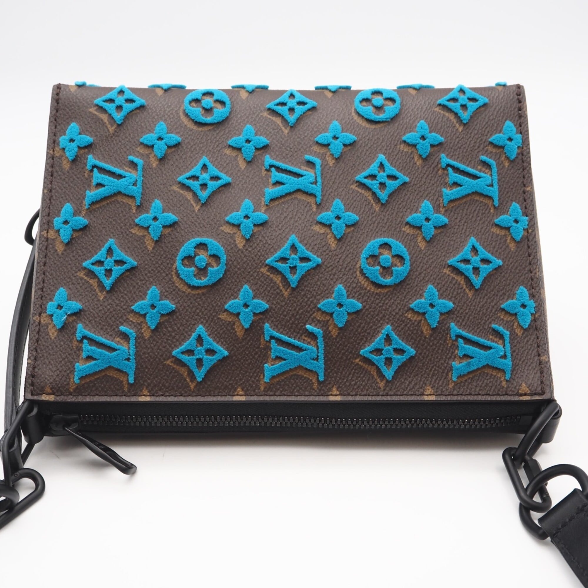 Louis Vuitton Beige Blue Brown Coated Canvas Leather Shoulder Bag (Pre-Owned)