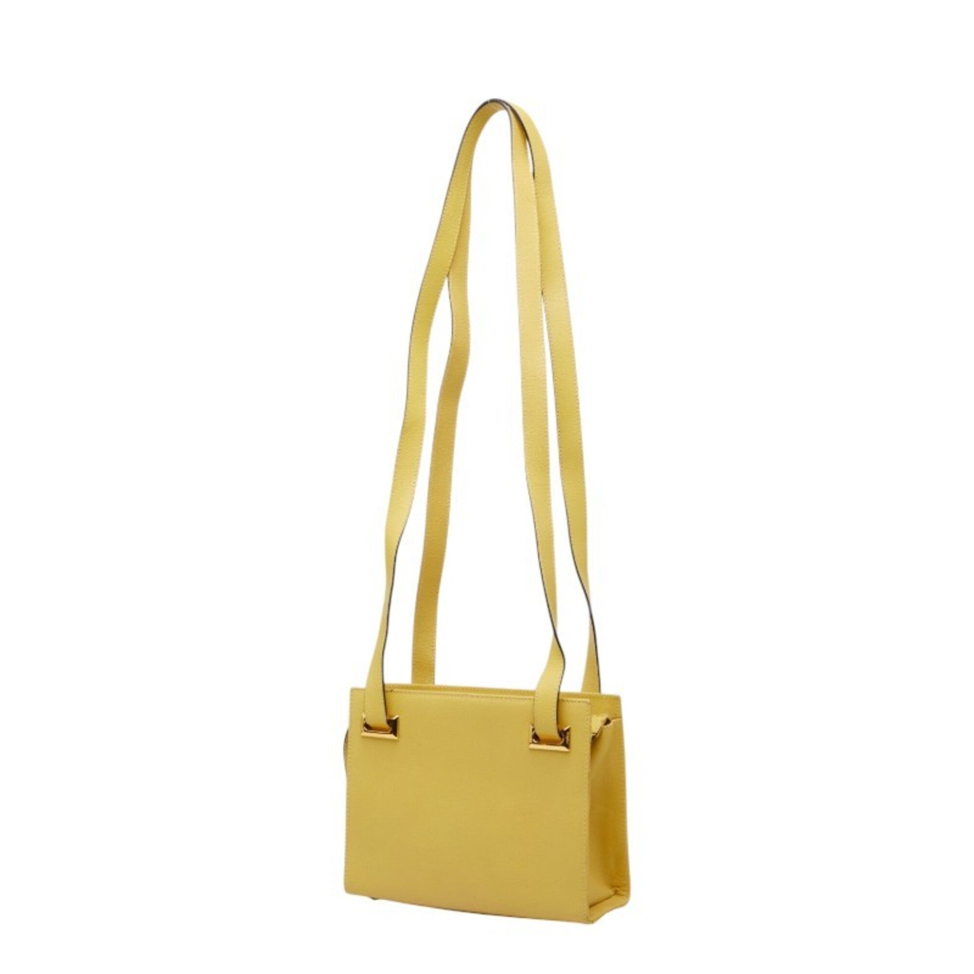 Salvatore Ferragamo Yellow Leather Handbag Shoulder Bag (Pre-Owned)