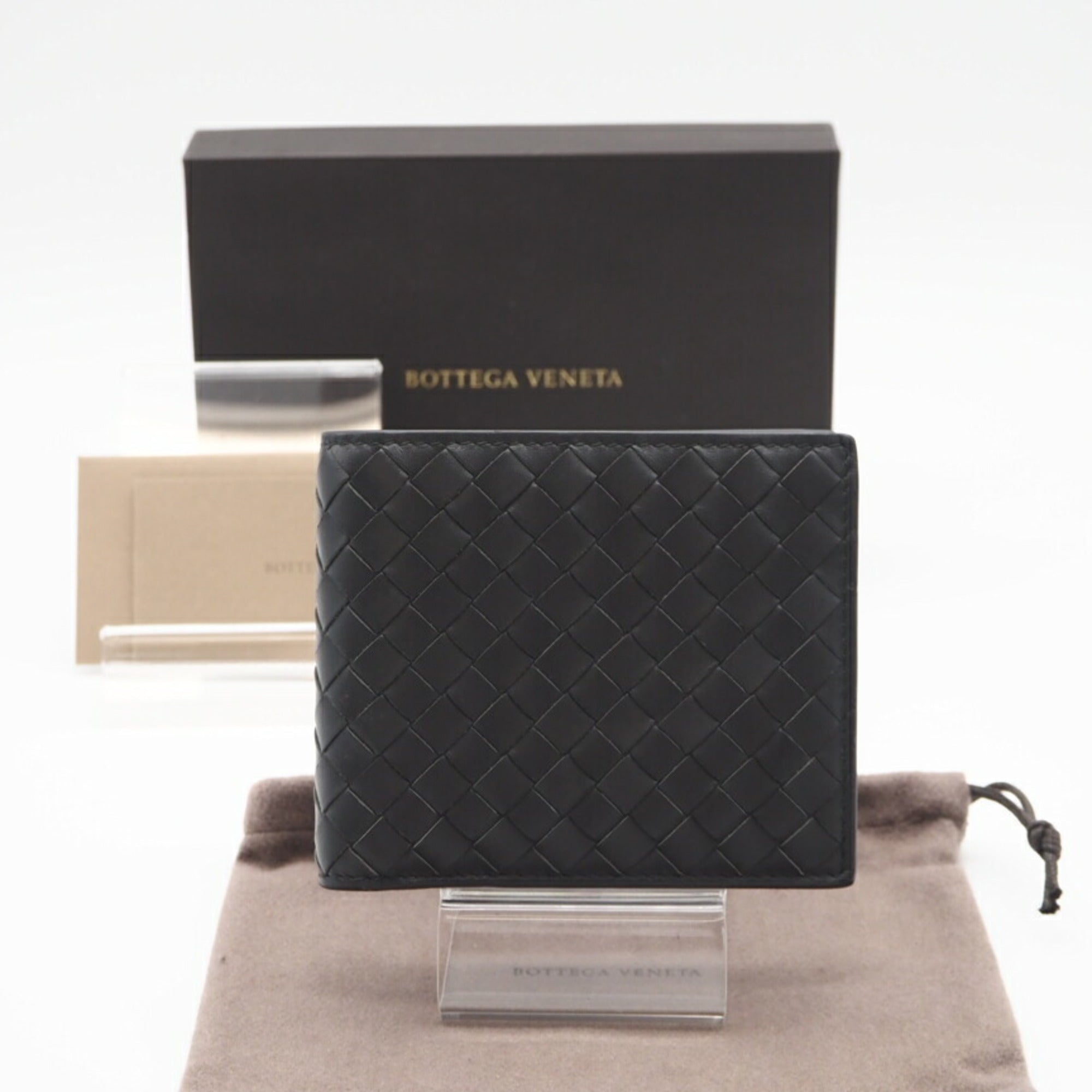 Bottega Veneta Intrecciato Gray Leather Wallet (Bi-Fold) (Pre-Owned)