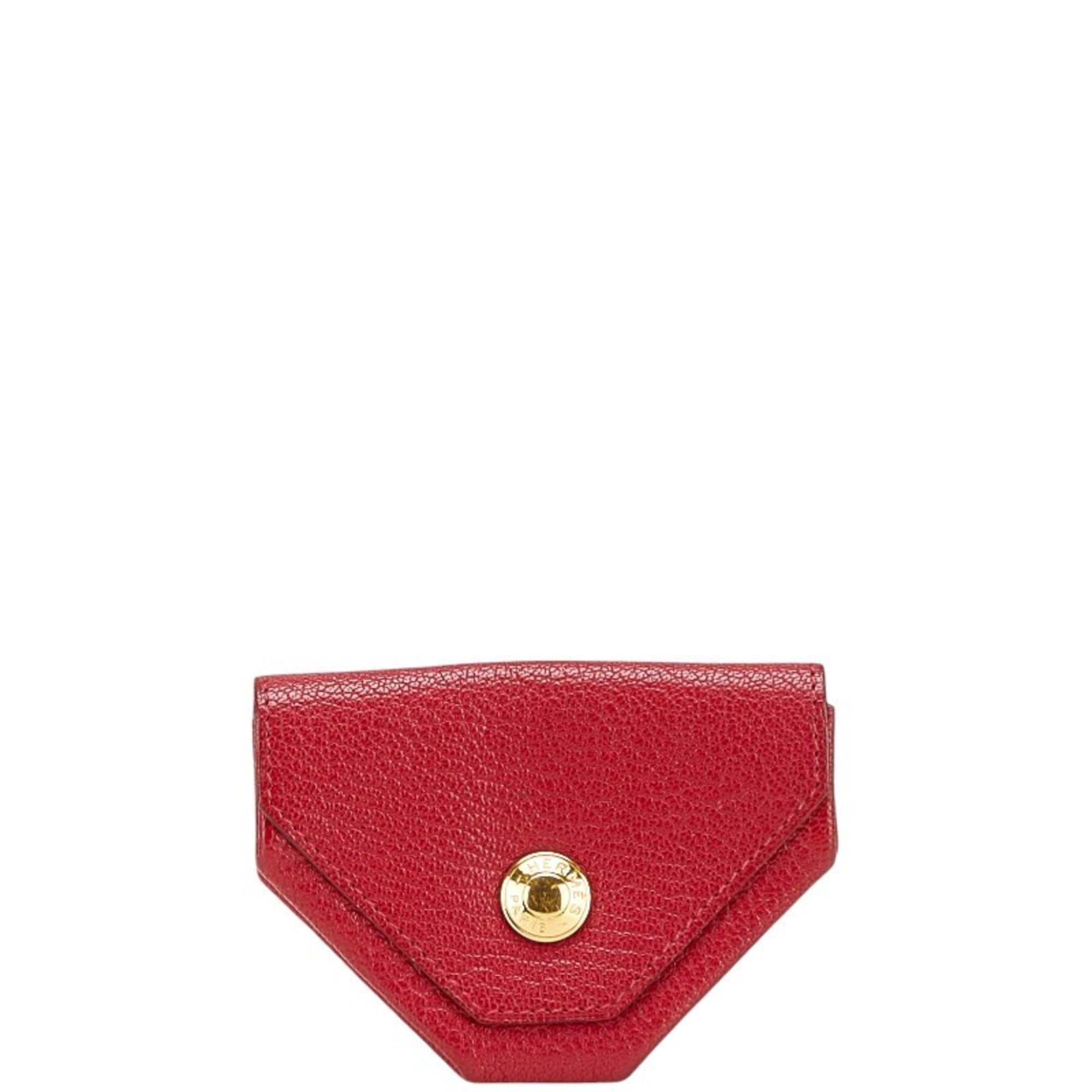 Hermes Red Color Chevre Leather Coin Purse/Coin Case (Pre-Owned)