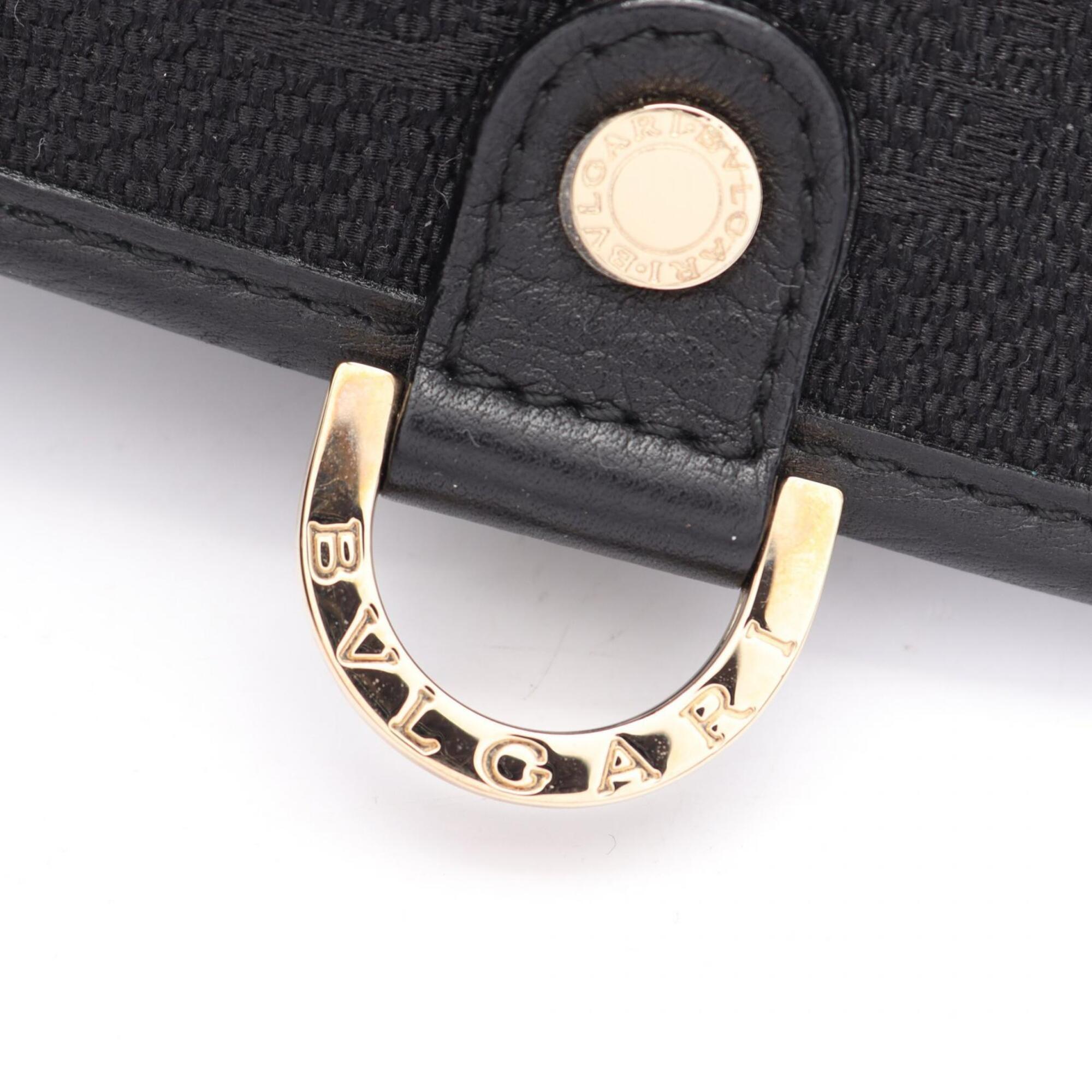 Bvlgari Black Canvas Leather Handbag Shoulder Bag (Pre-Owned)