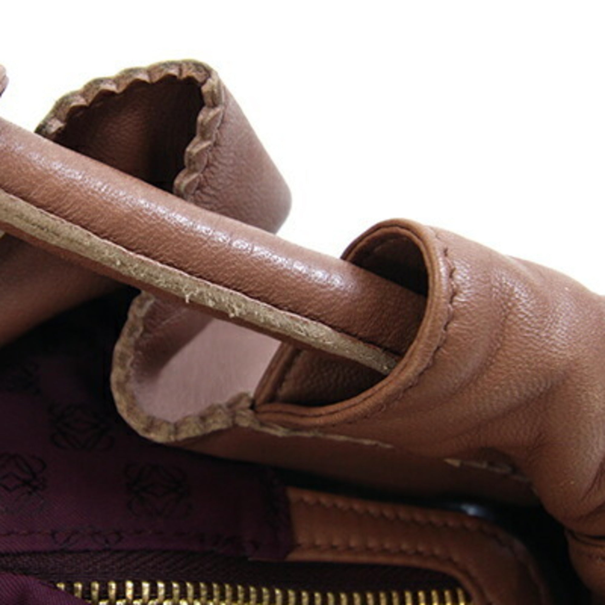 Loewe Brown Pink Leather Handbag (Pre-Owned)