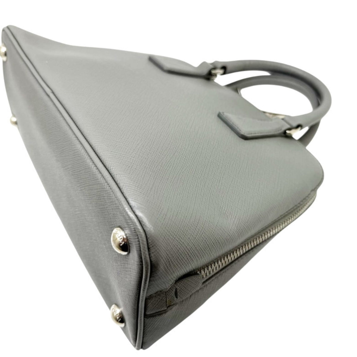 Prada Gray Leather Handbag Shoulder Bag (Pre-Owned)