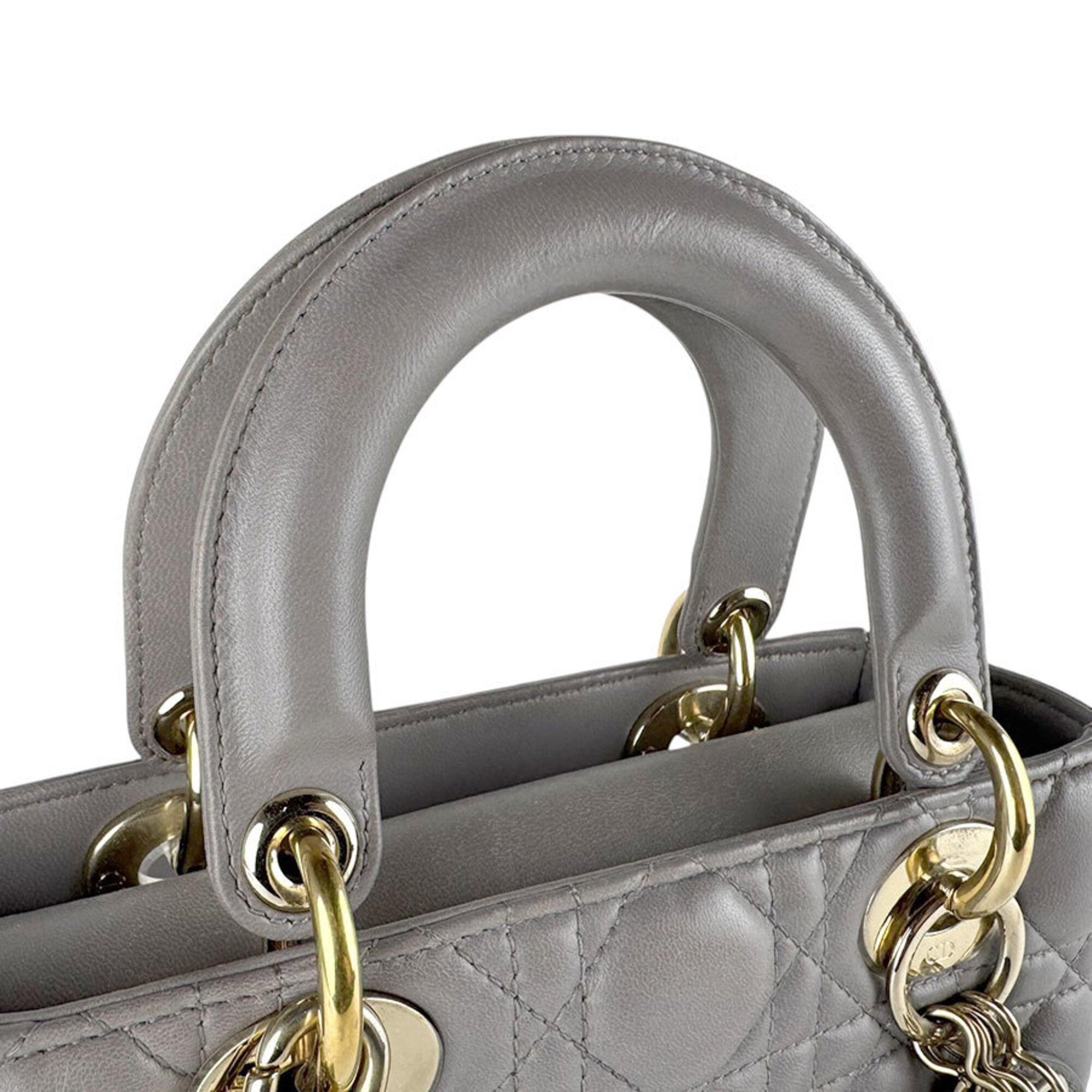 Christian Dior Gray Leather Handbag Shoulder Bag (Pre-Owned)