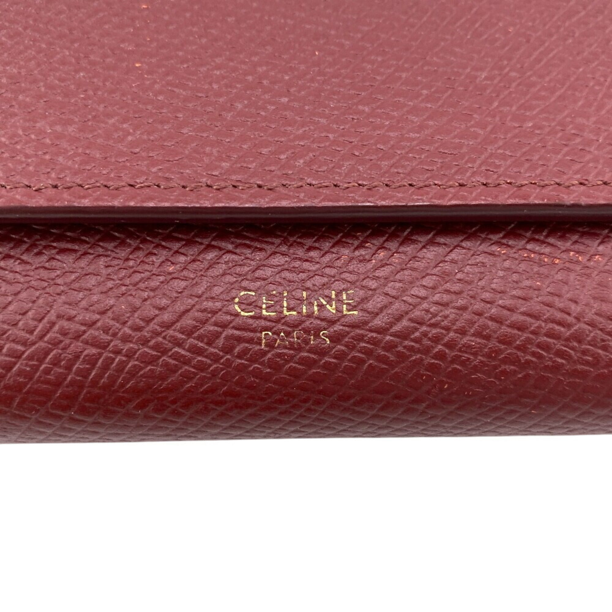 Celine Bordeaux Leather Long Wallet (Bi-Fold) (Pre-Owned)