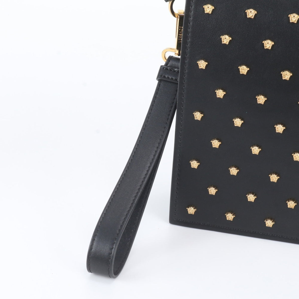Versace Black Leather Clutch Bag Pouch (Pre-Owned)