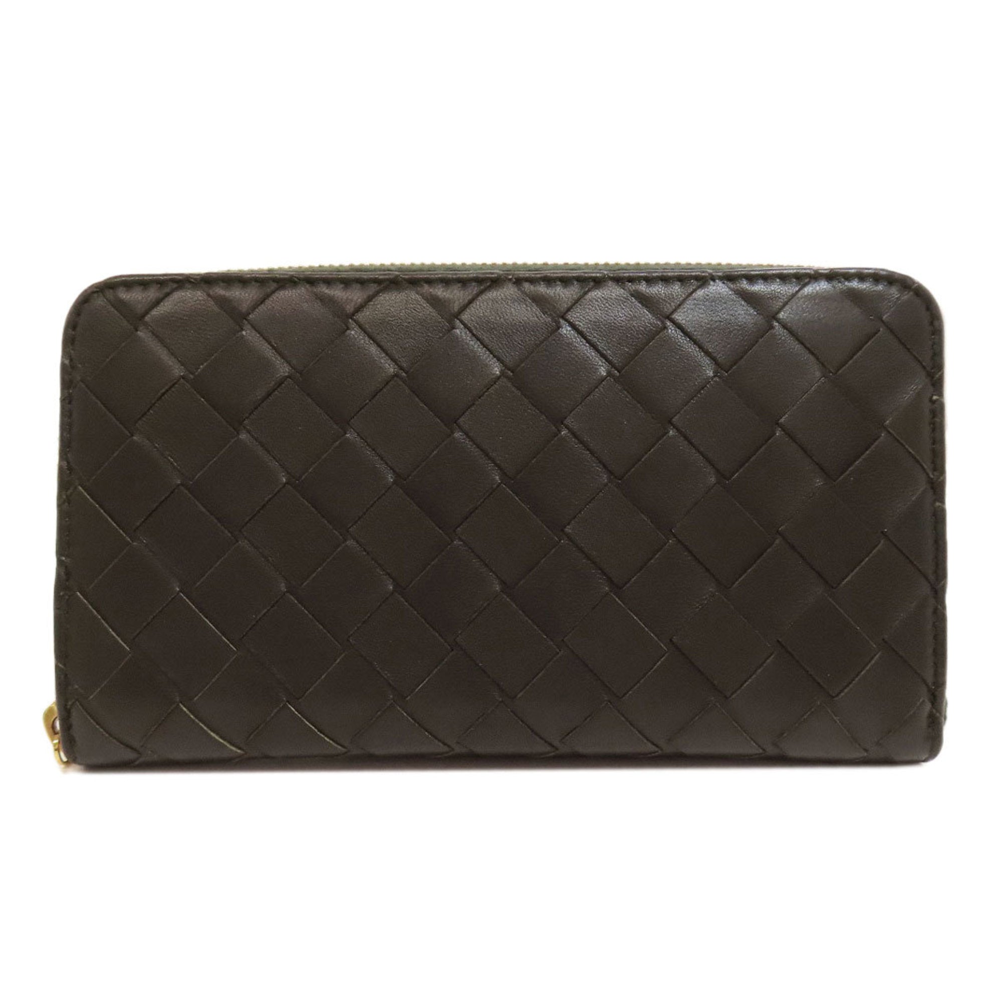 Bottega Veneta Intrecciato Dark Green Leather Long Wallet (Bi-Fold) (Pre-Owned)