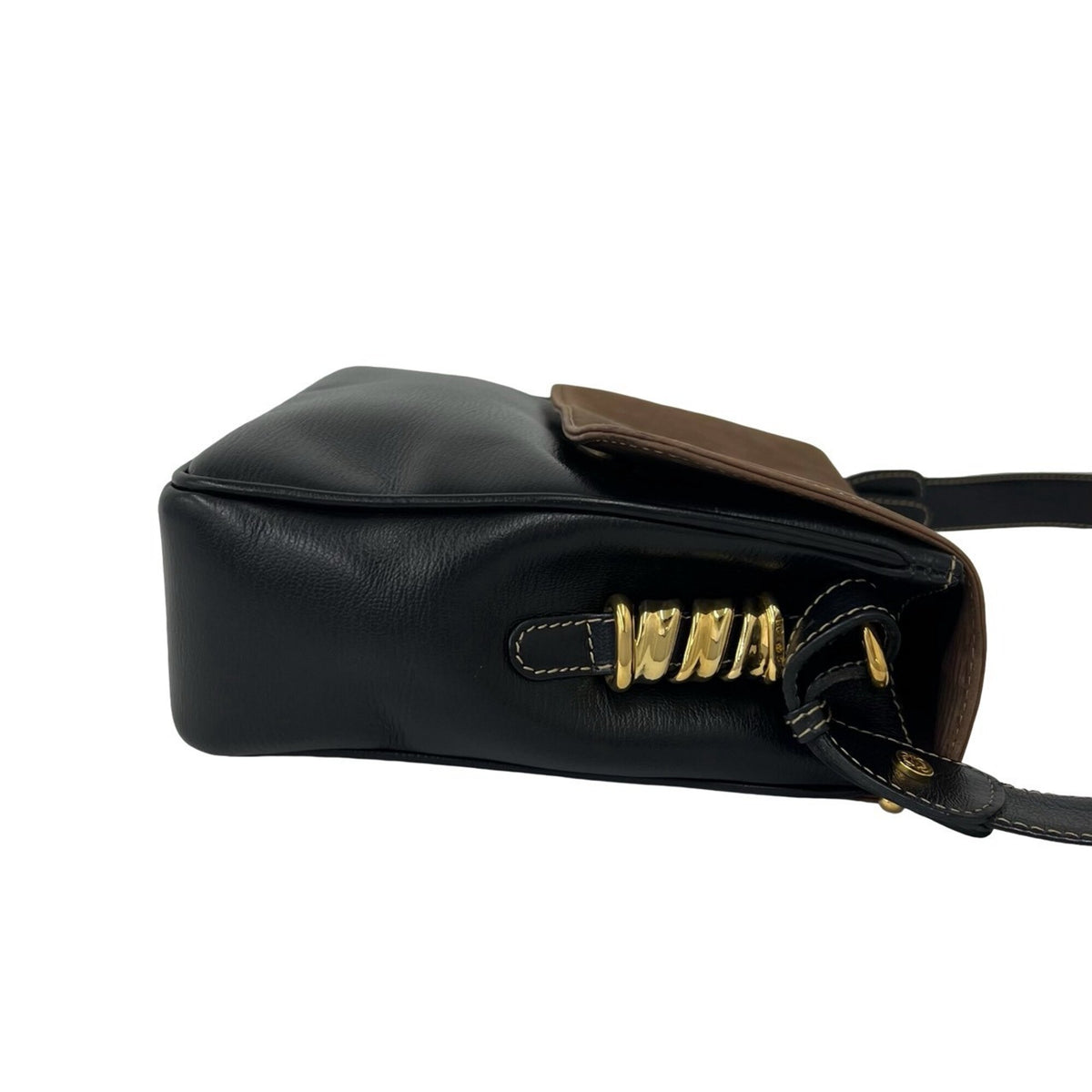 Loewe Black Brown Leather Crossbody Bag Pochette Shoulder Bag (Pre-Owned)