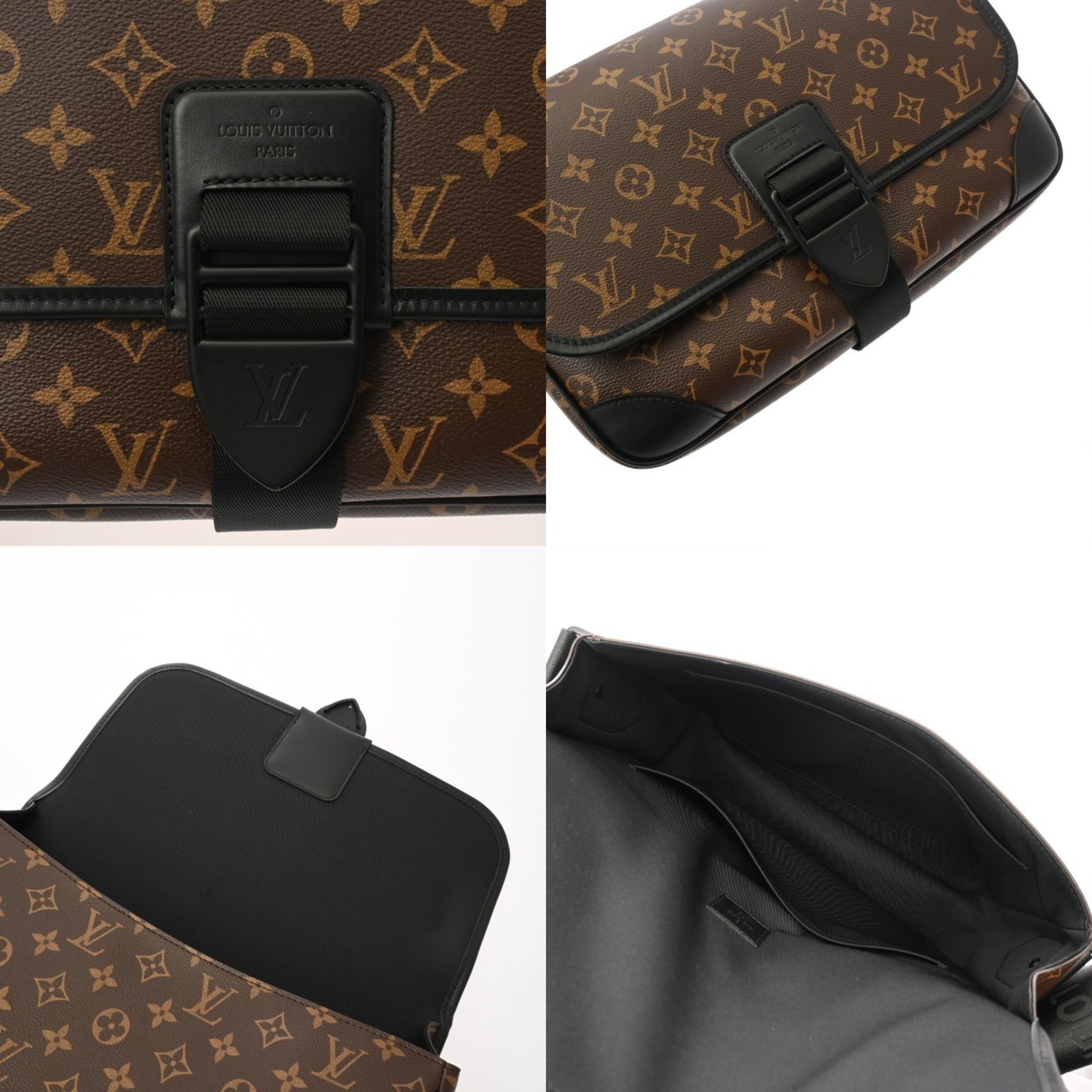 Louis Vuitton Black Brown Monogram Leather Shoulder Bag (Pre-Owned)