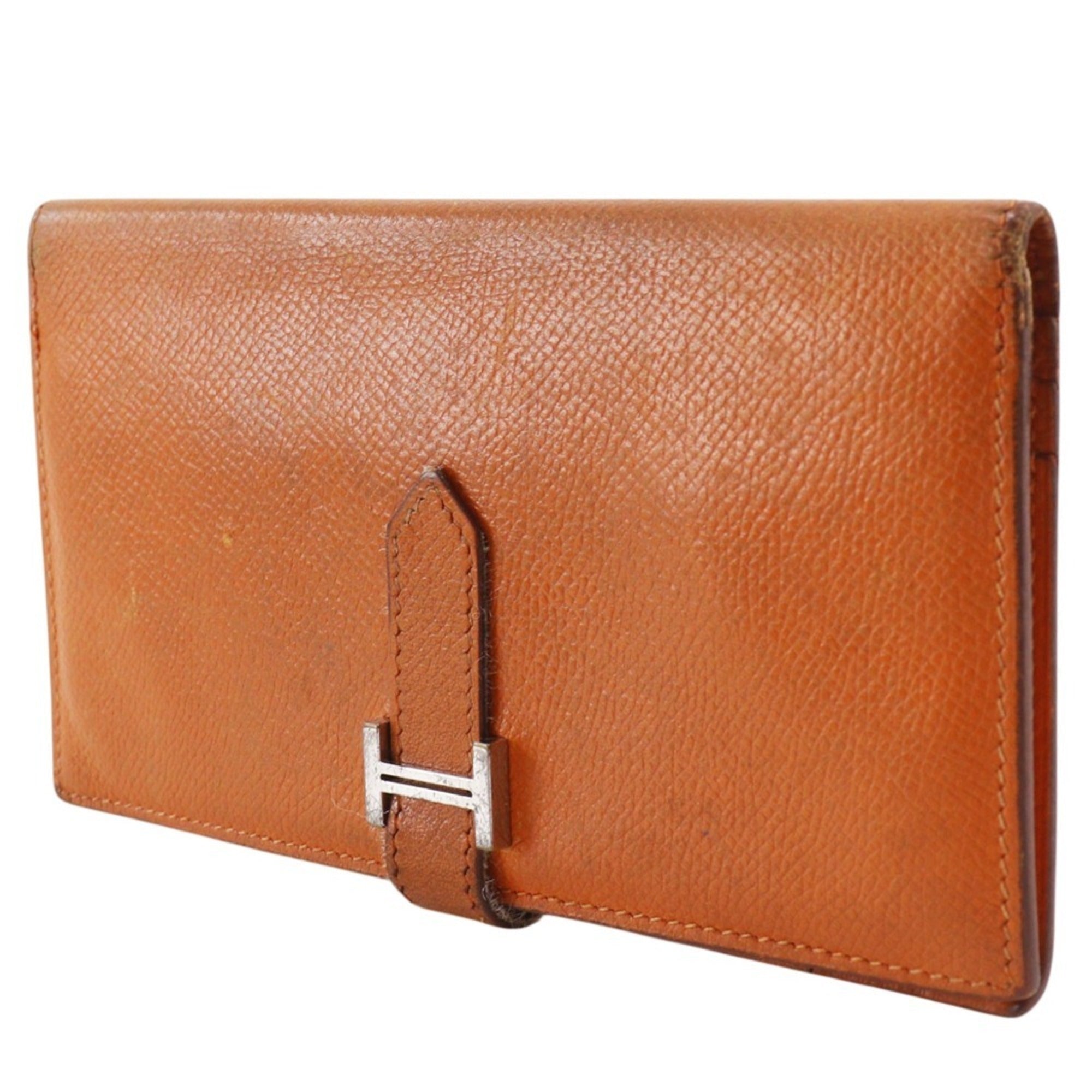 Hermes Orange Epsom Leather Long Wallet (Bi-Fold) (Pre-Owned)