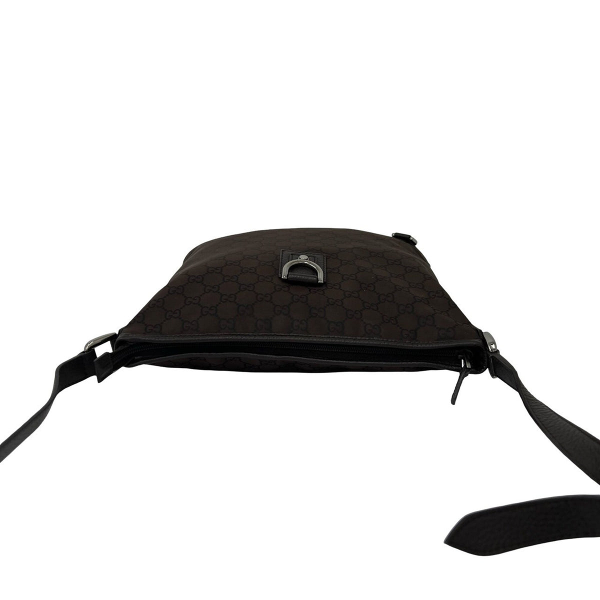 Gucci Brown Nylon Leather Pochette Shoulder Bag (Pre-Owned)