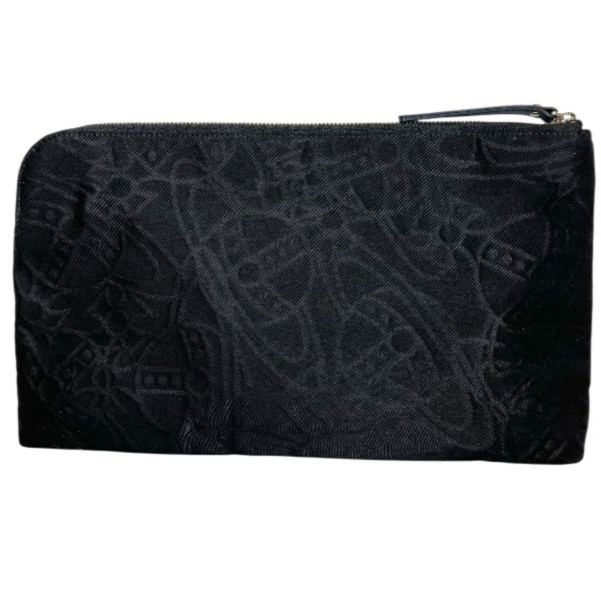 Vivienne Westwood Black Leather Nylon Clutch Bag Handbag (Pre-Owned)