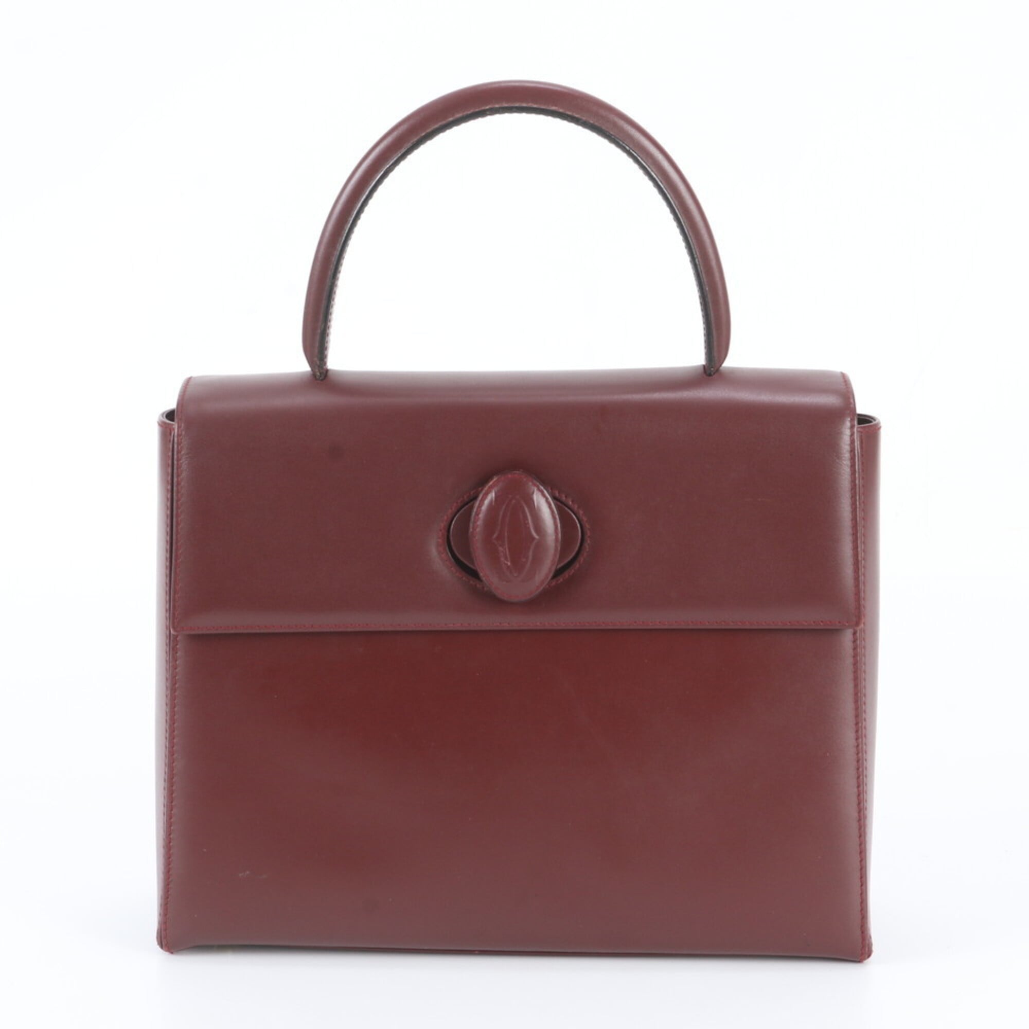 Cartier Wine Red Leather Handbag (Pre-Owned)