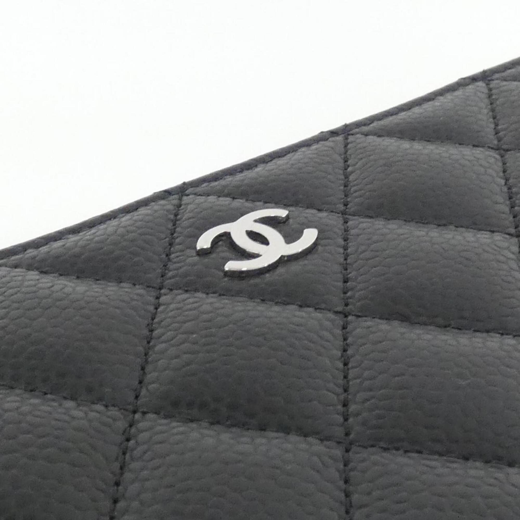 Chanel Black Bordeaux Grained Calfskin Long Wallet (Bi-Fold) (Pre-Owned)