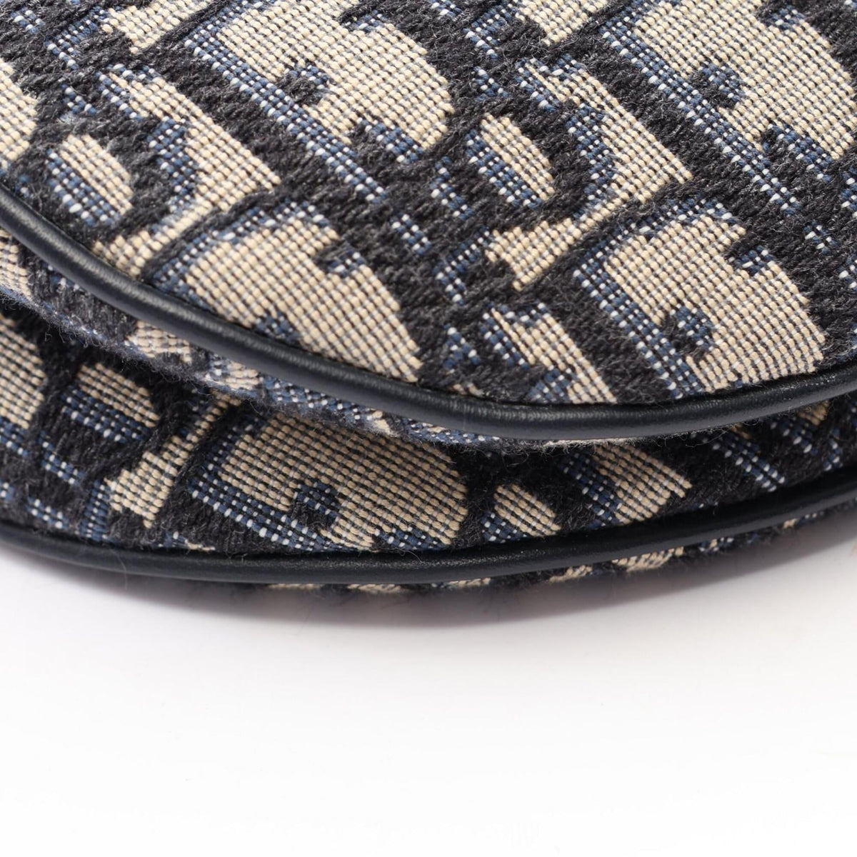 Christian Dior Ivory Navy Canvas Leather Saddle Bag (Pre-Owned)