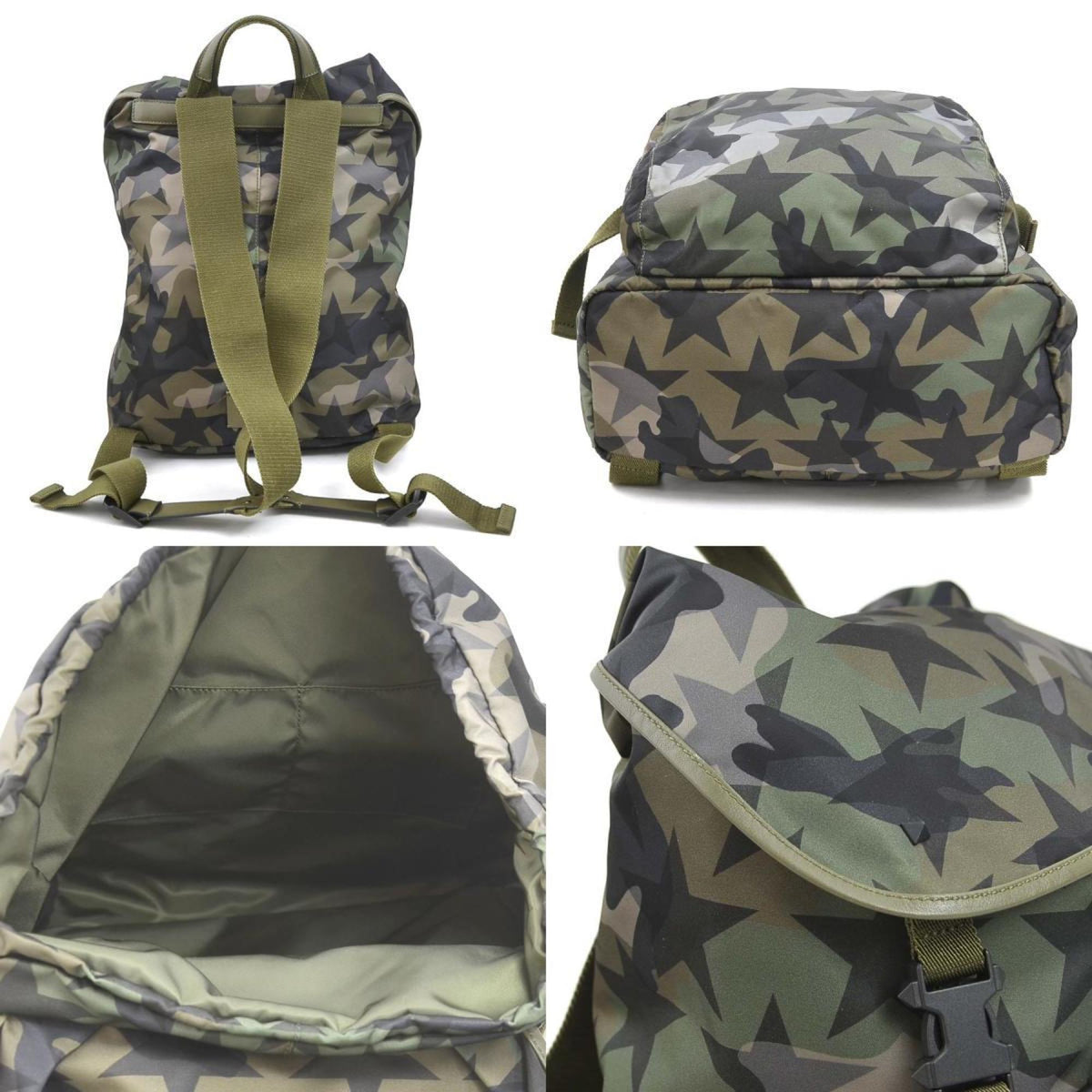Valentino Garavani Khaki Nylon Leather Backpack (Pre-Owned)