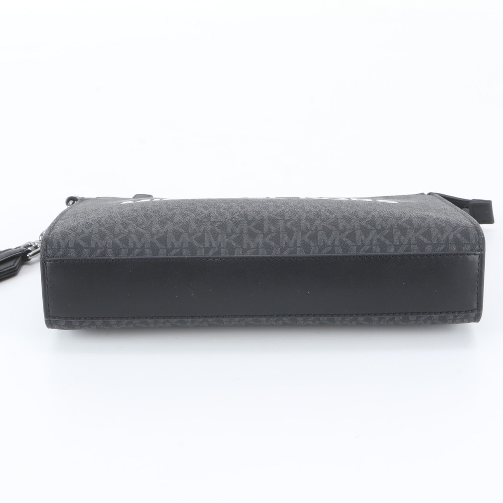 Michael Kors Black Leather Coated Canvas Clutch Bag Pouch (Pre-Owned)