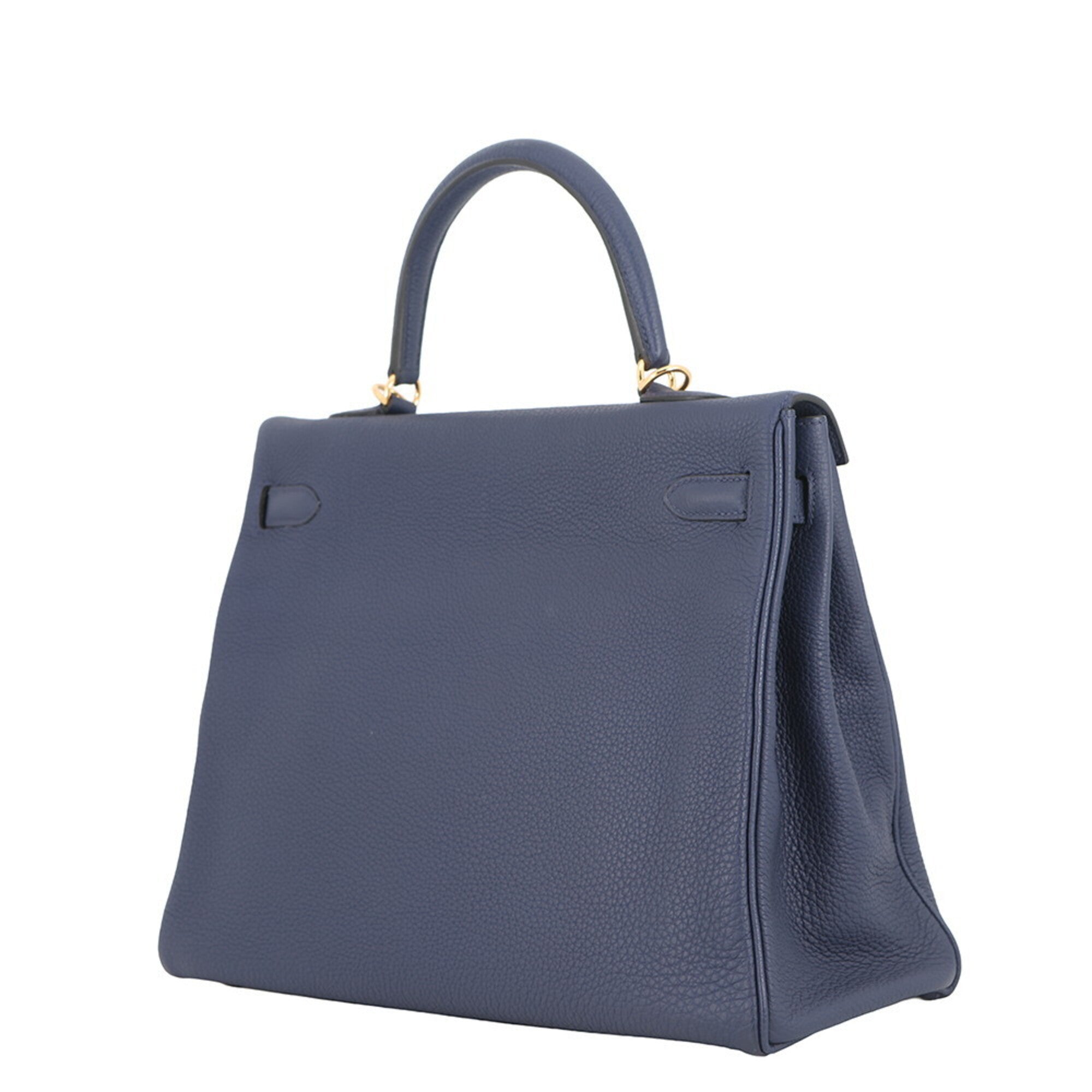 Hermes Blue Navy Togo Leather Handbag (Pre-Owned)