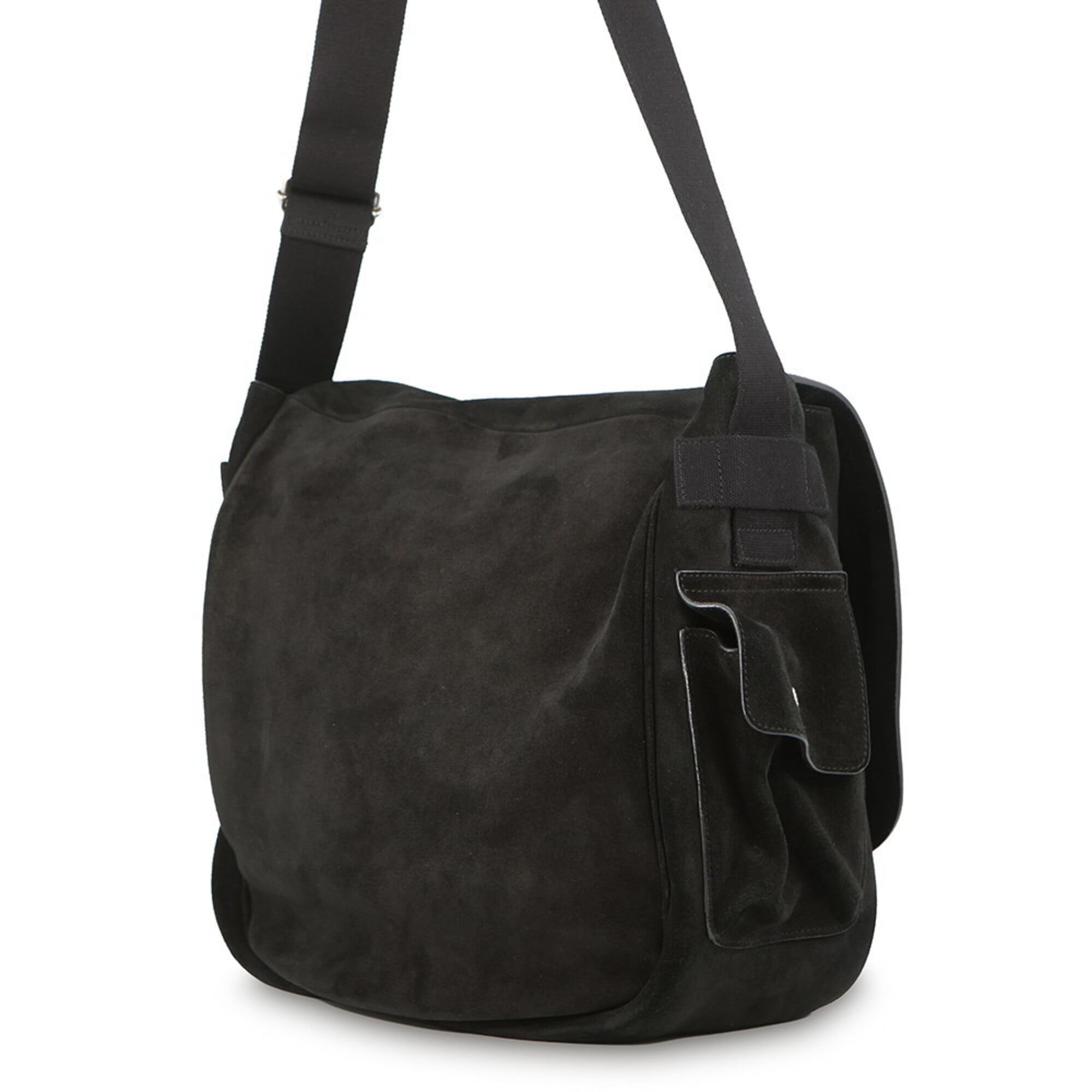 Yves Saint Laurent Black Suede Messenger Bag Shoulder Bag (Pre-Owned)