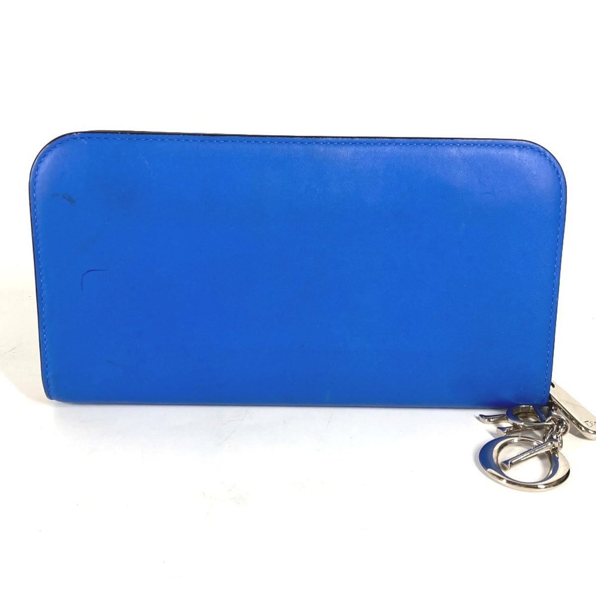 Christian Dior Black Blue Leather Long Wallet (Bi-Fold) (Pre-Owned)