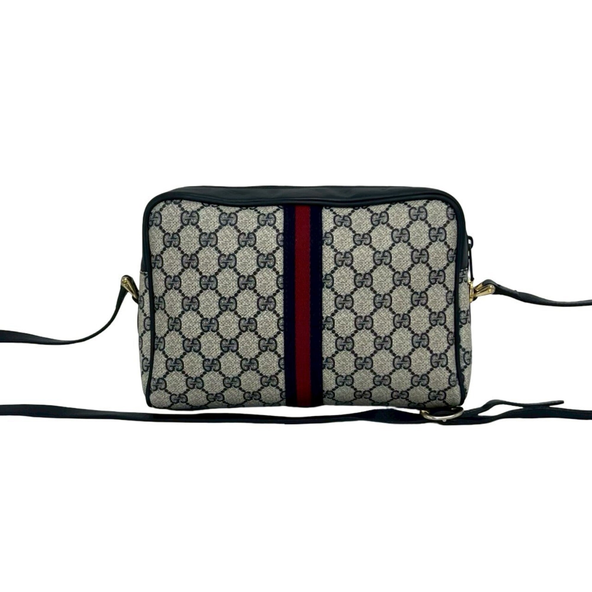 Gucci Navy Red Color Pvc Leather Pochette Shoulder Bag (Pre-Owned)