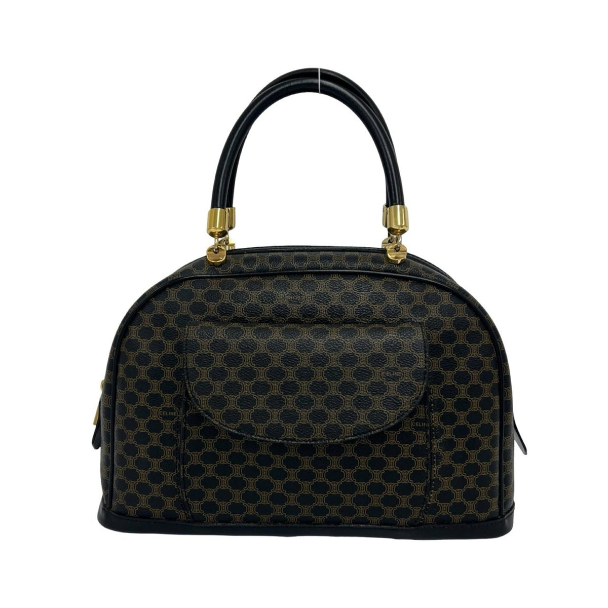 Celine Black Brown Leather Pvc Boston Bag Handbag Tote Bag (Pre-Owned)
