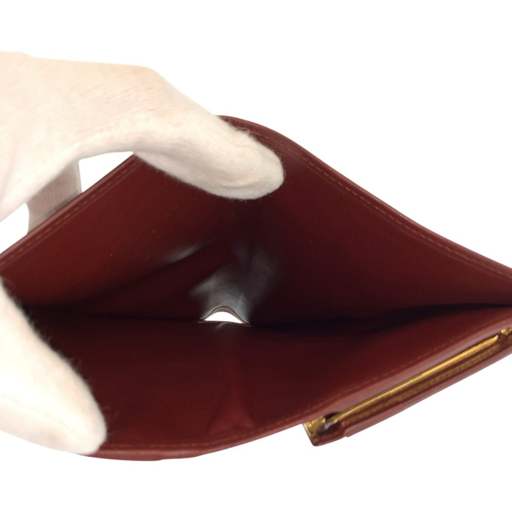 Cartier Bordeaux Leather Coin Purse/Coin Case (Pre-Owned)