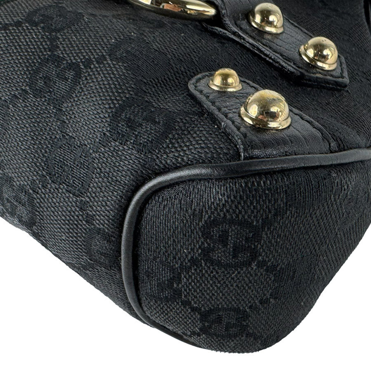 Gucci Black Gg Canvas Leather Handbag (Pre-Owned)