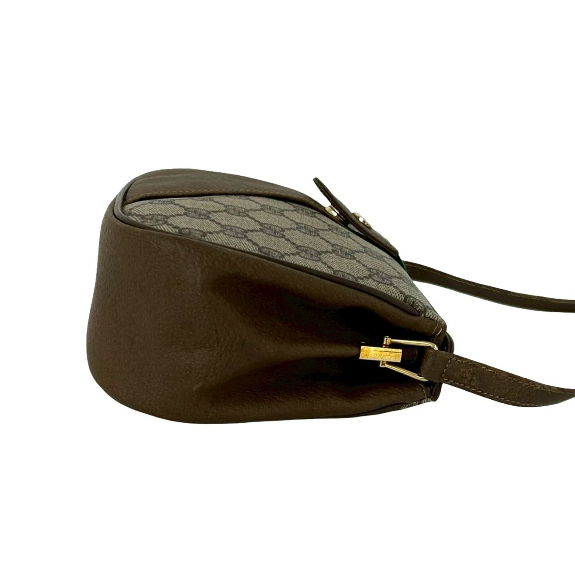 Gucci Brown Green Red Color Leather Pvc Shoulder Bag (Pre-Owned)