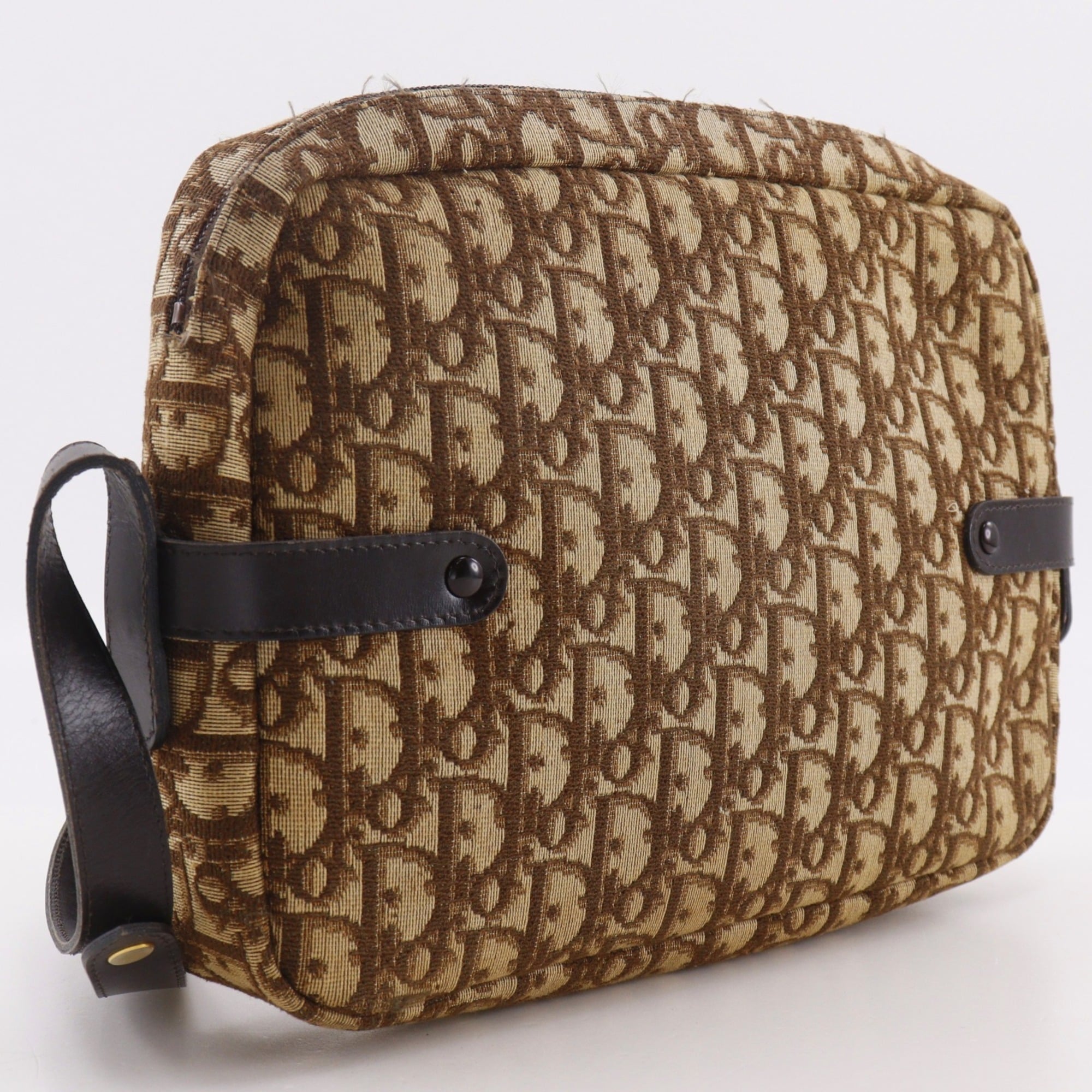 Christian Dior Trotter Brown Canvas Shoulder Bag (Pre-Owned)