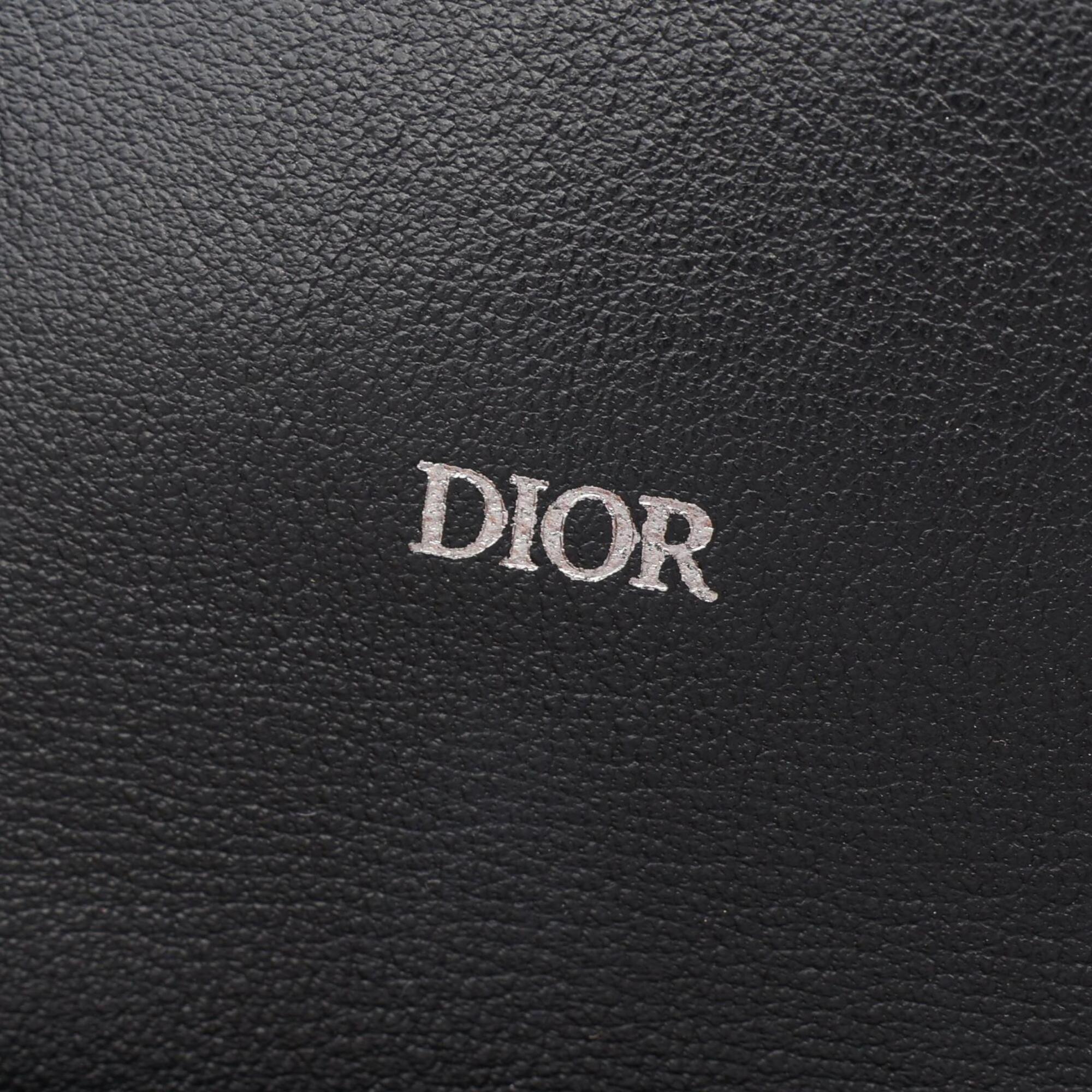 Christian Dior Beige Black Navy Canvas Leather Handbag Shoulder Bag (Pre-Owned)