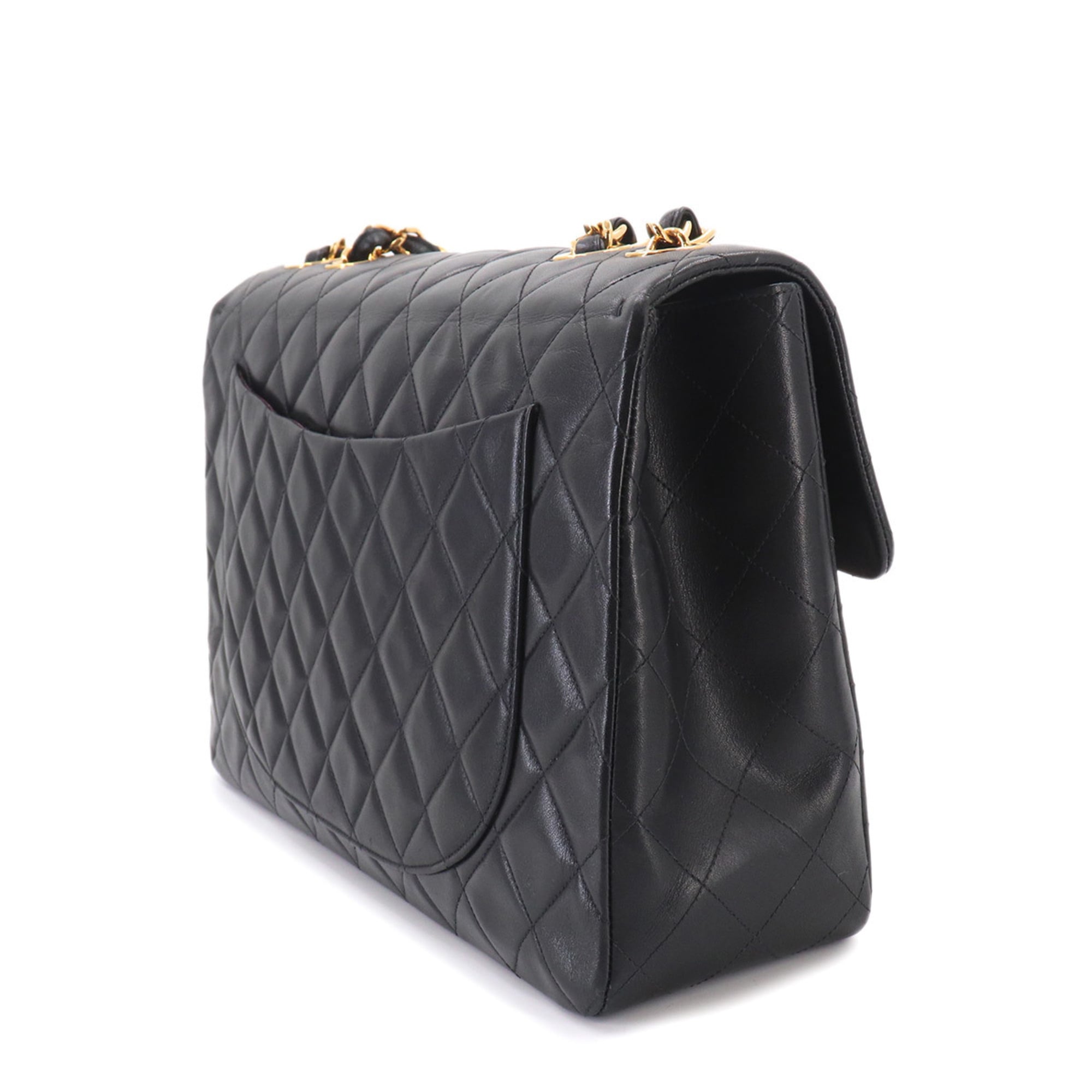 Chanel Matelasse Black Leather Handbag Shoulder Bag (Pre-Owned)