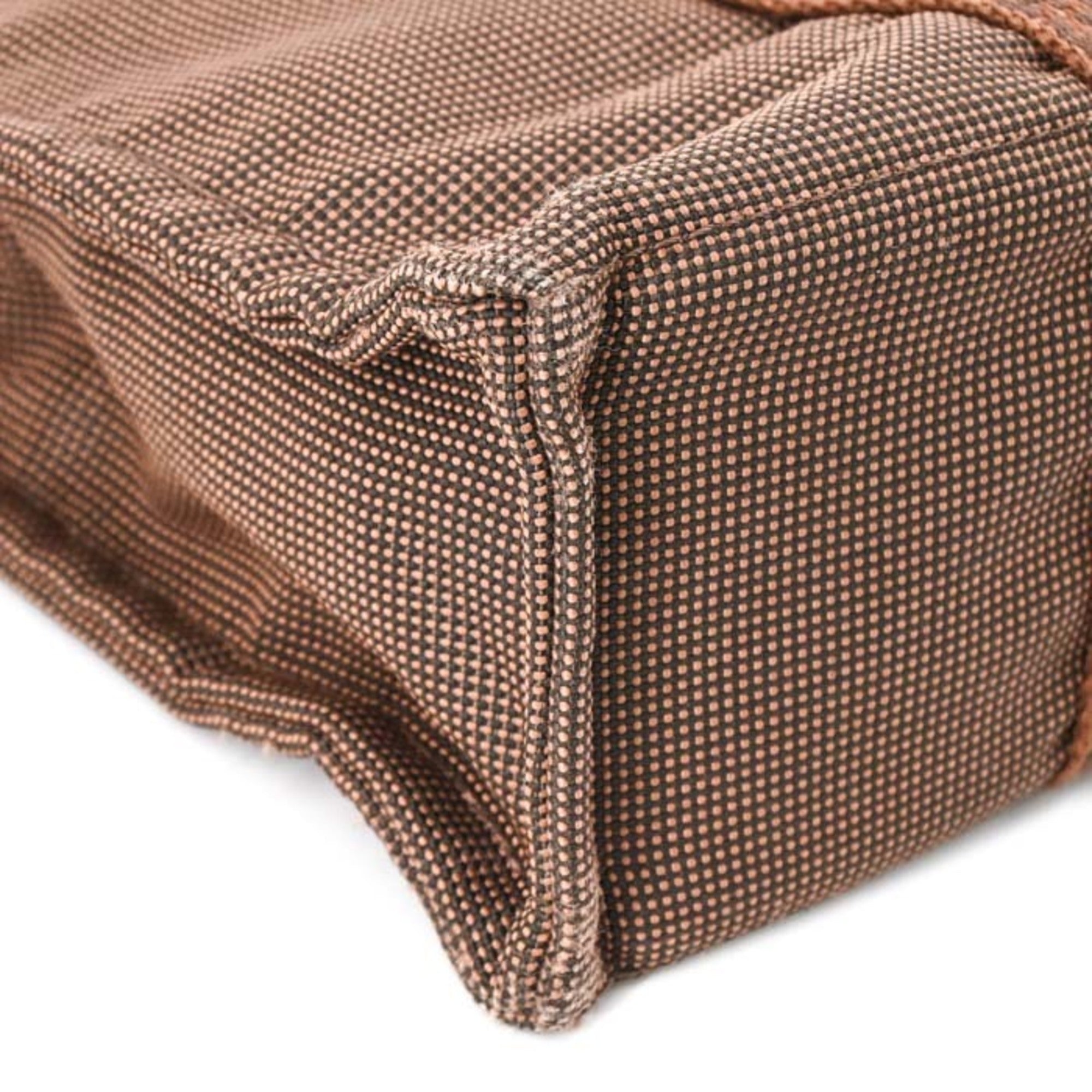 Hermes Brown Nylon Canvas Handbag Tote Bag (Pre-Owned)