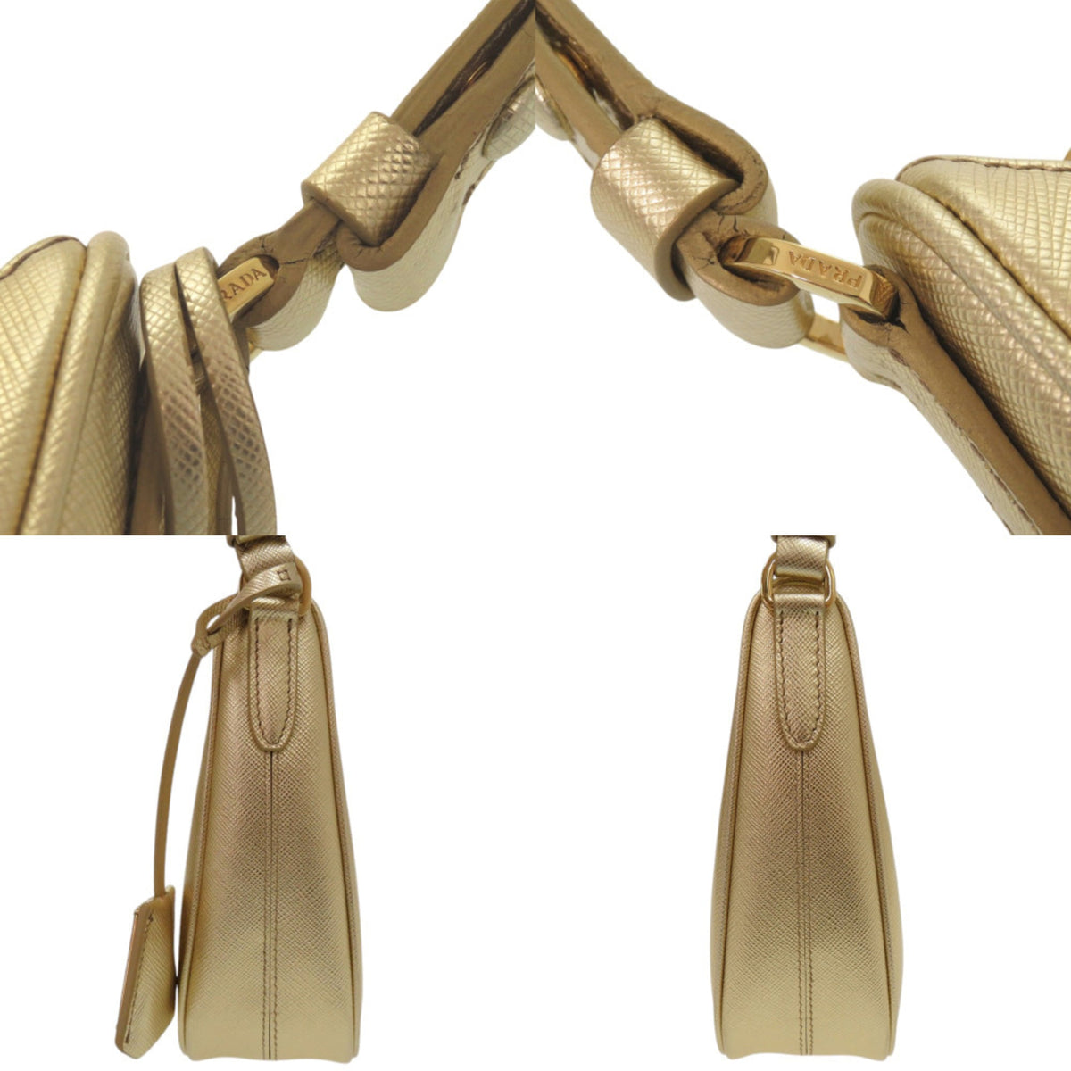 Prada Gold Leather Shoulder Bag (Pre-Owned)
