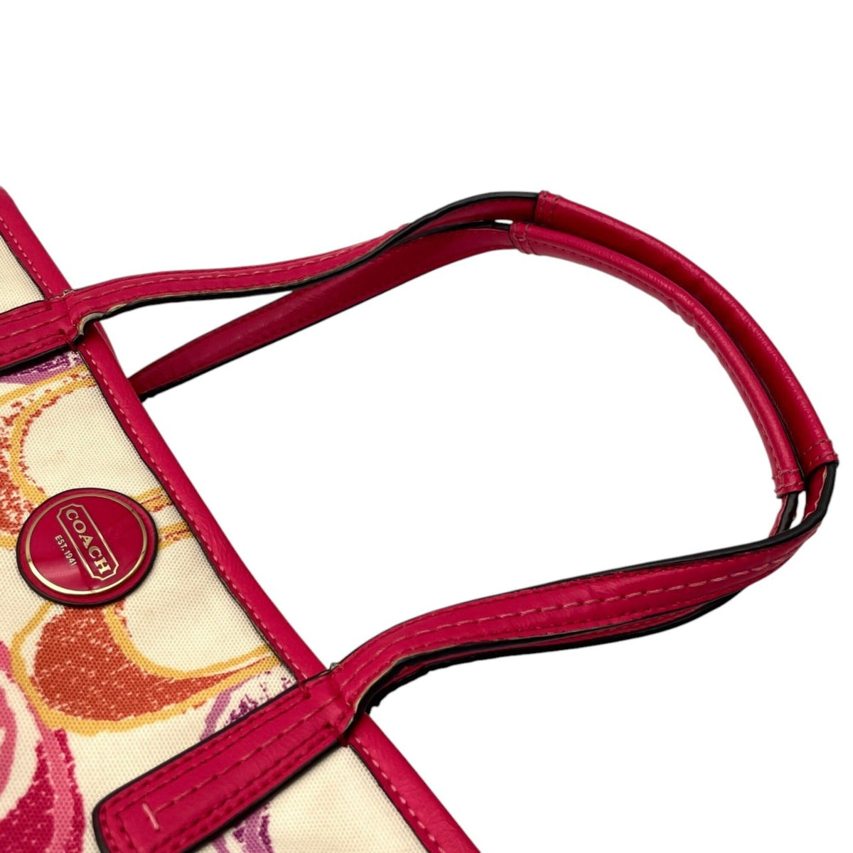 Coach Multi-Color Pink Canvas Patent Leather Handbag Tote Bag (Pre-Owned)