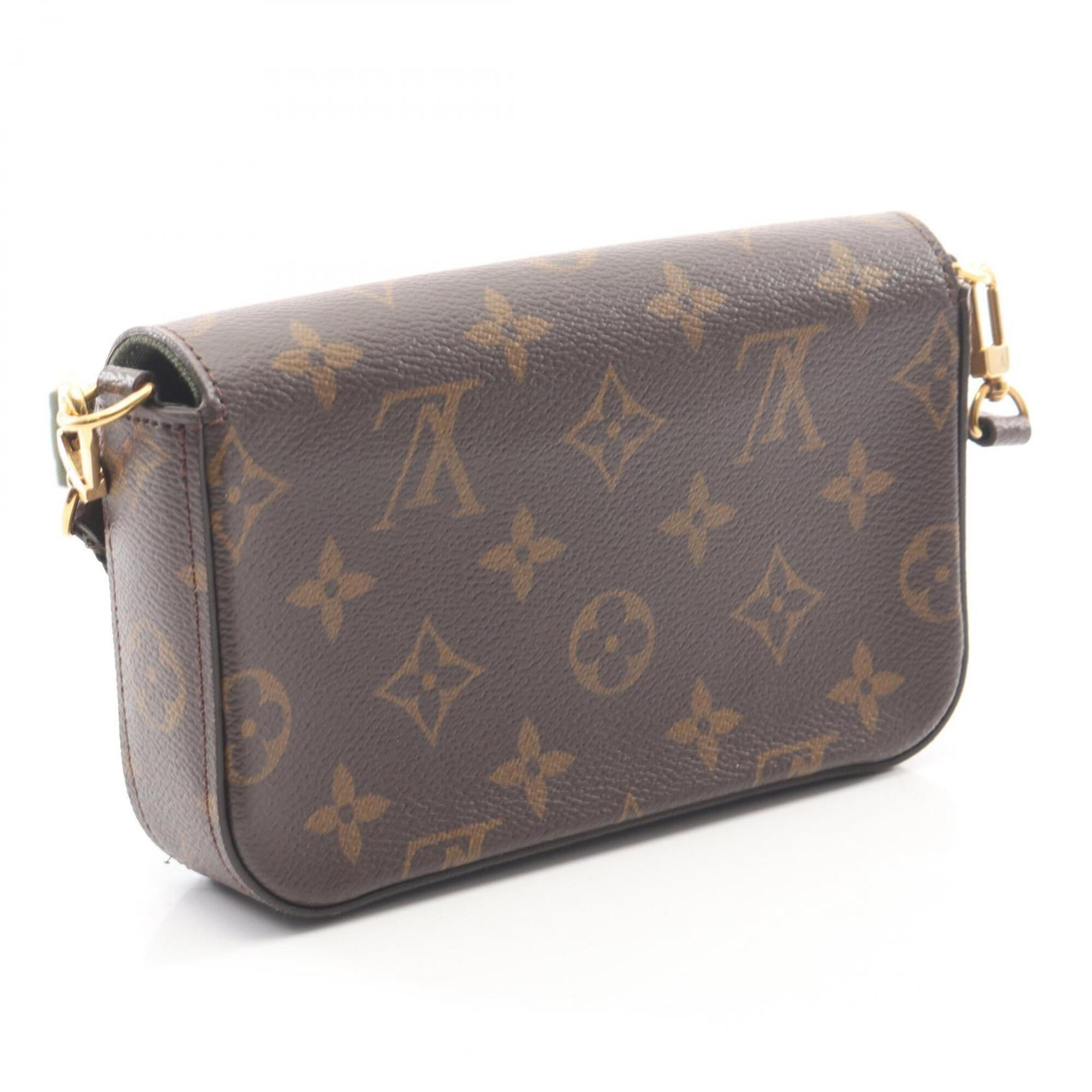 Louis Vuitton Brown Green Coated Canvas Handbag Pochette Shoulder Bag (Pre-Owned)