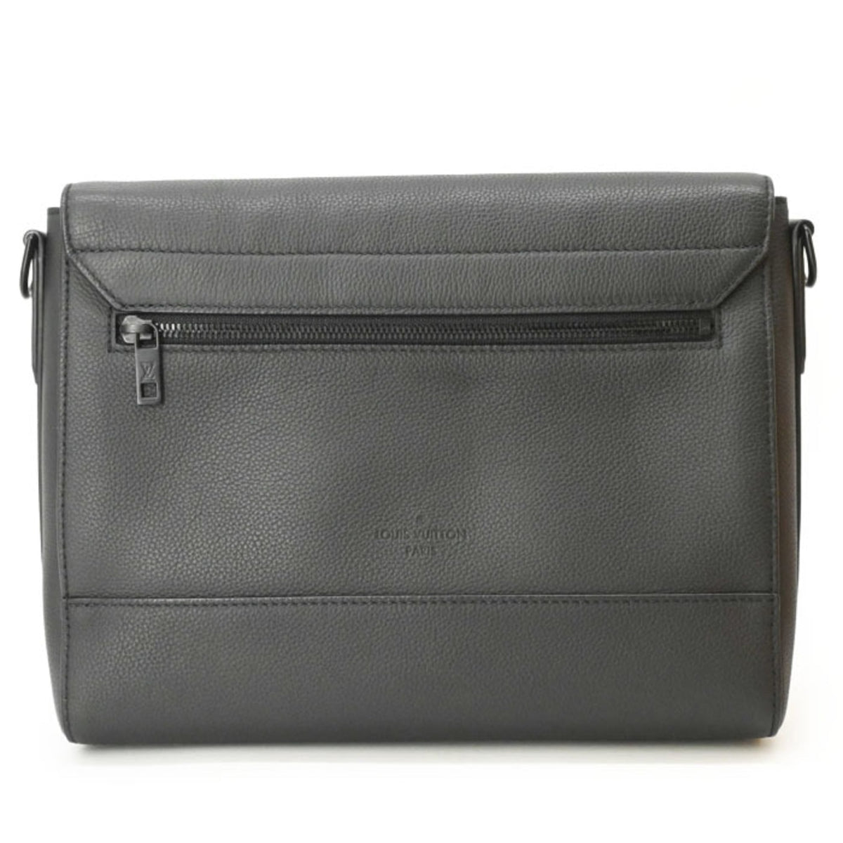 Louis Vuitton Black Leather Messenger Bag (Pre-Owned)
