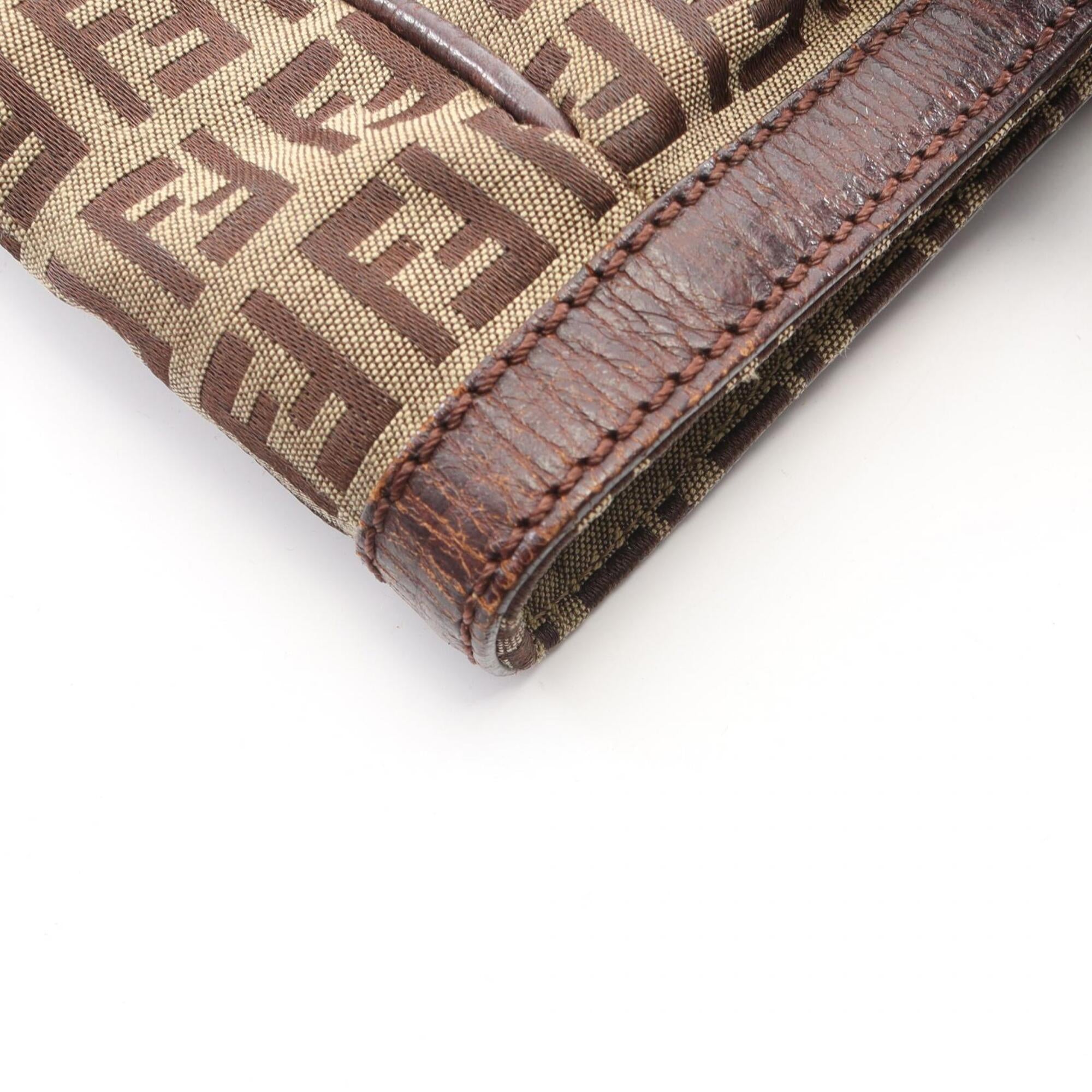 Fendi Beige Brown Canvas Leather Handbag Tote Bag (Pre-Owned)