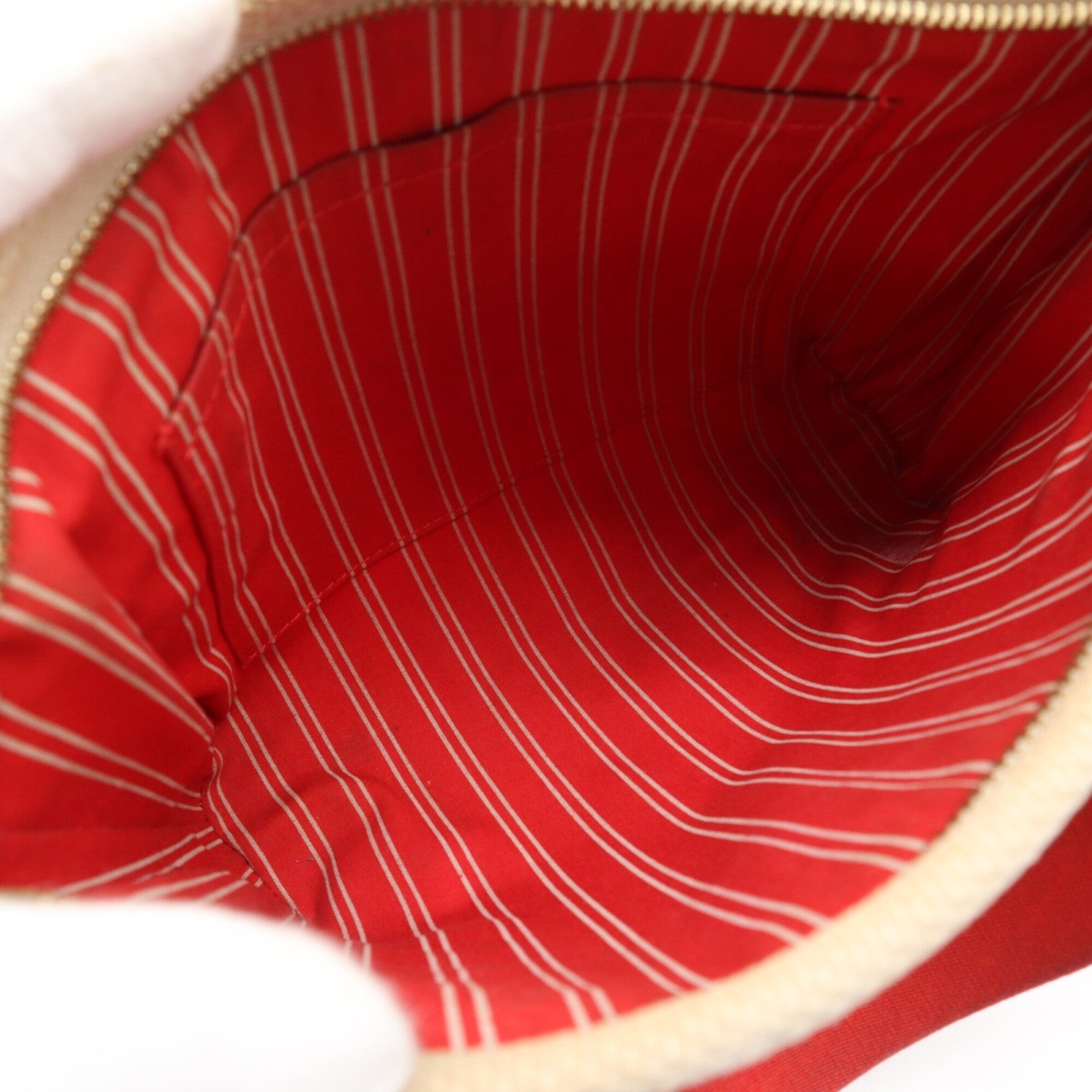 Louis Vuitton Beige Red Color Canvas Handbag (Pre-Owned)