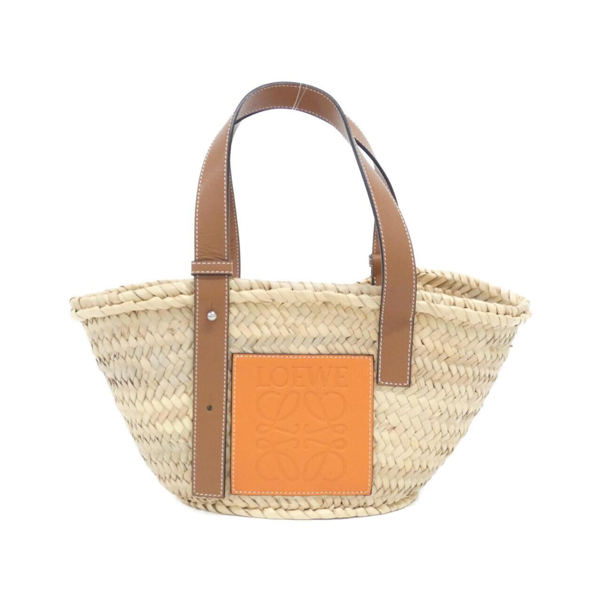 Loewe Orange Raffia Leather Handbag (Pre-Owned)