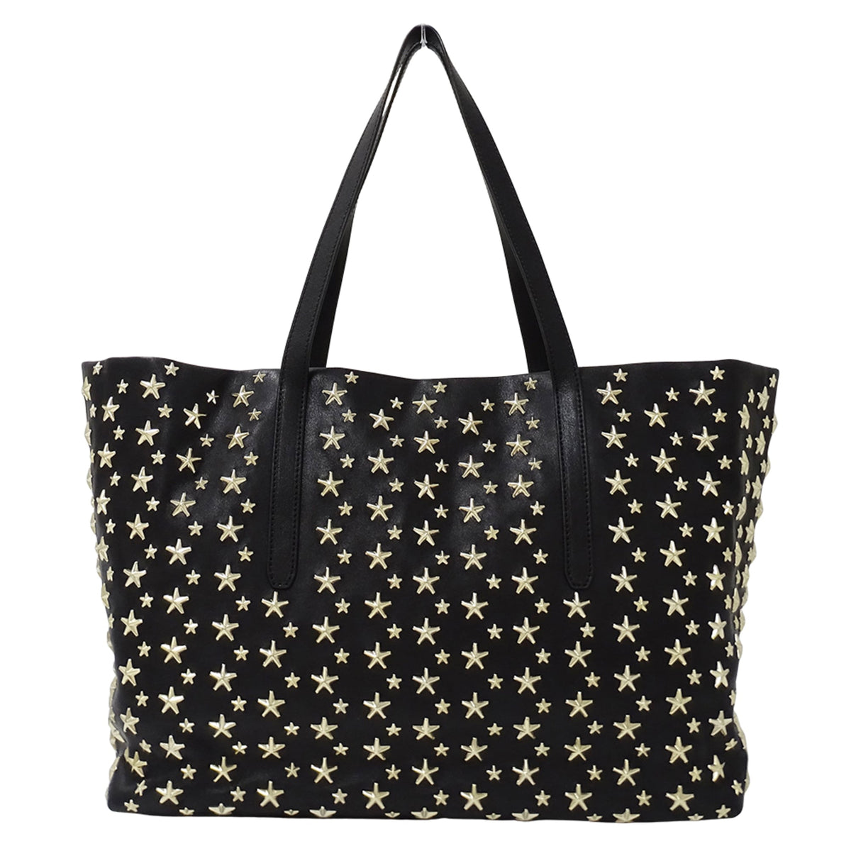 Jimmy Choo Black Leather Handbag Tote Bag (Pre-Owned)