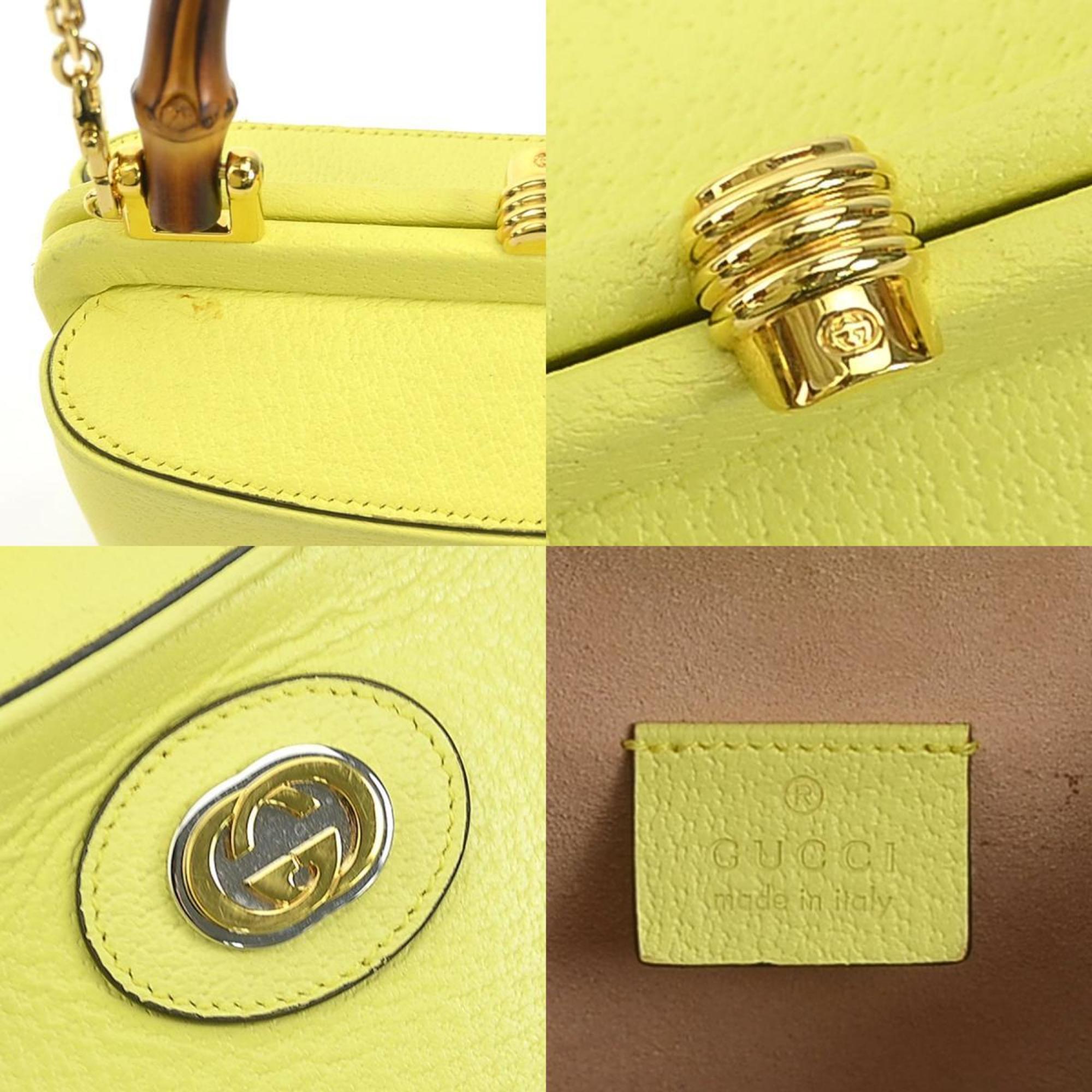 Gucci Yellow Leather Handbag Shoulder Bag (Pre-Owned)