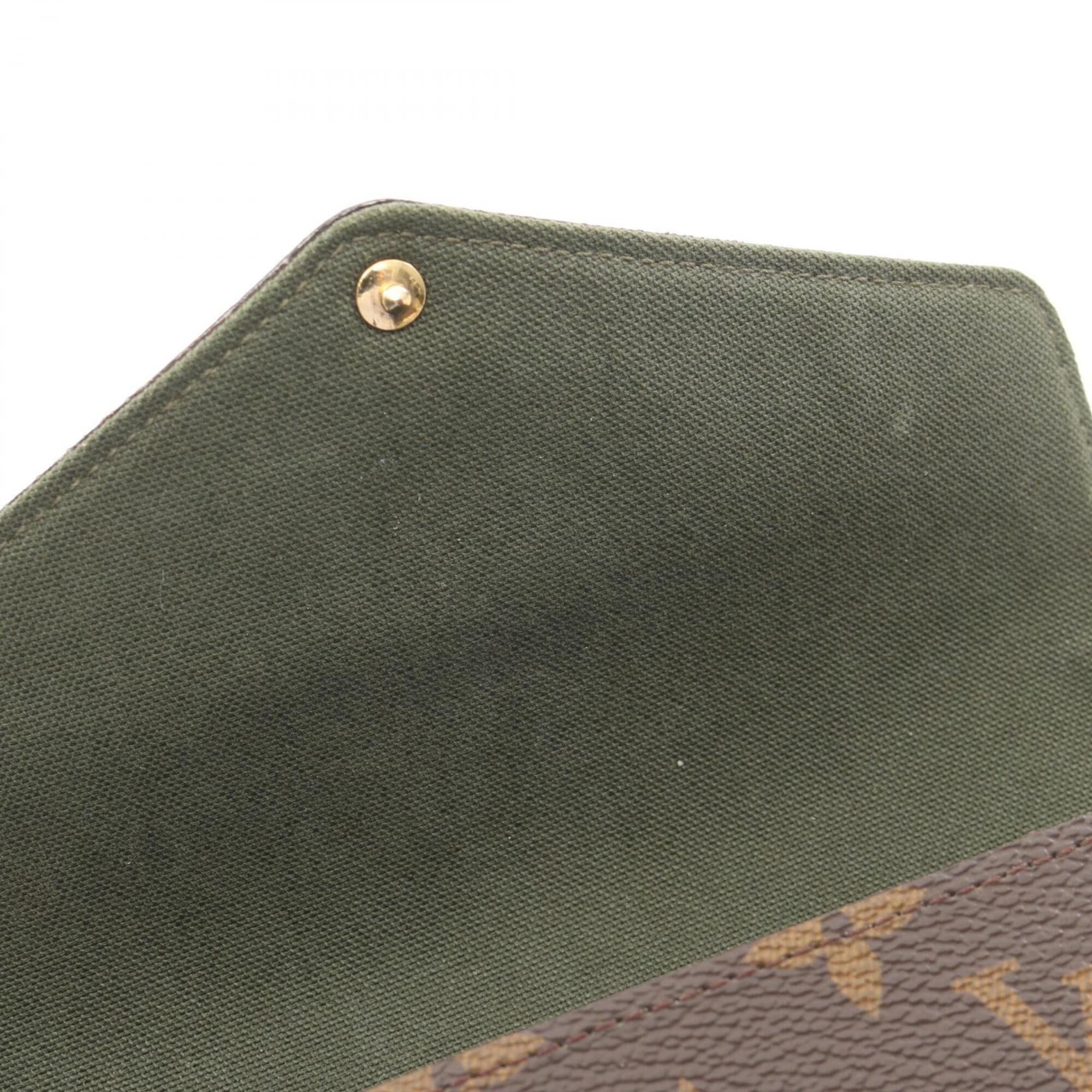 Louis Vuitton Brown Green Coated Canvas Handbag Pochette Shoulder Bag (Pre-Owned)