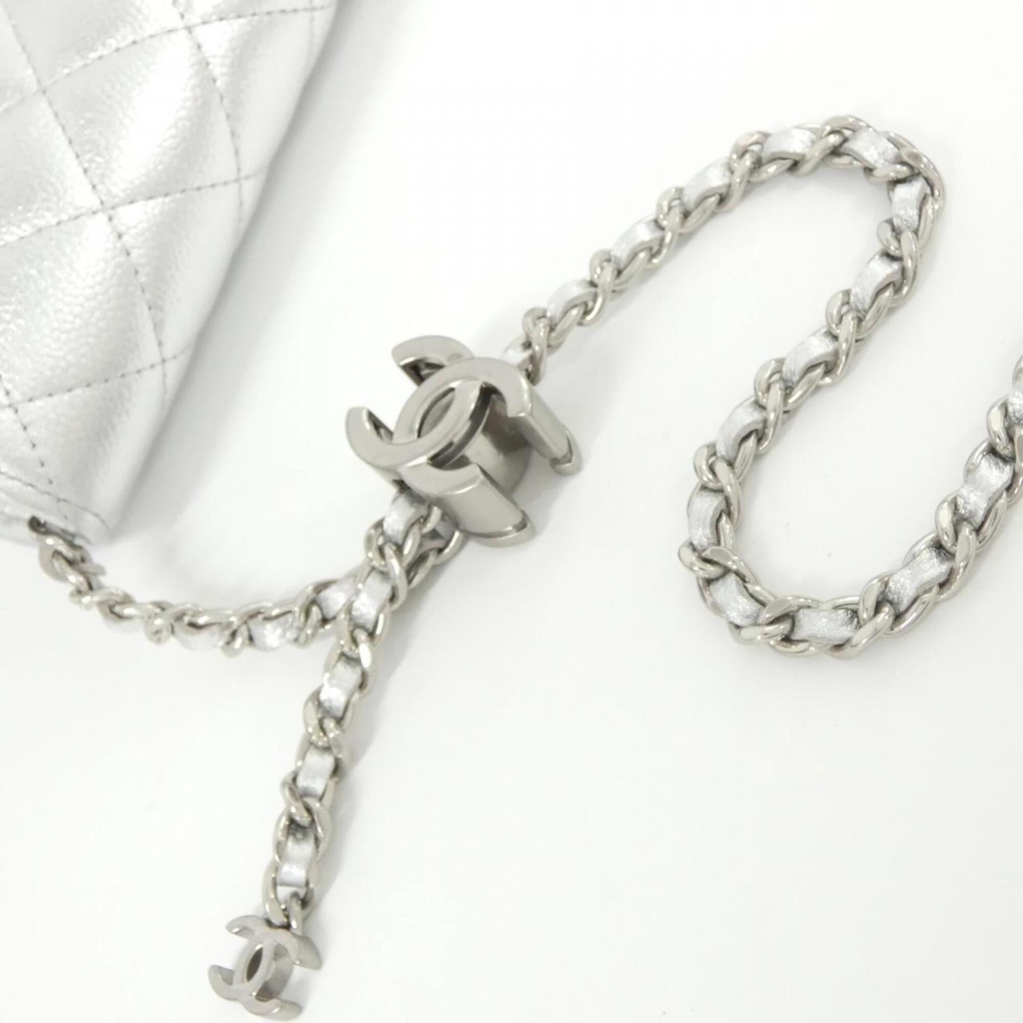 Chanel Silver Grained Calfskin Chain/Shoulder Wallet (Pre-Owned)