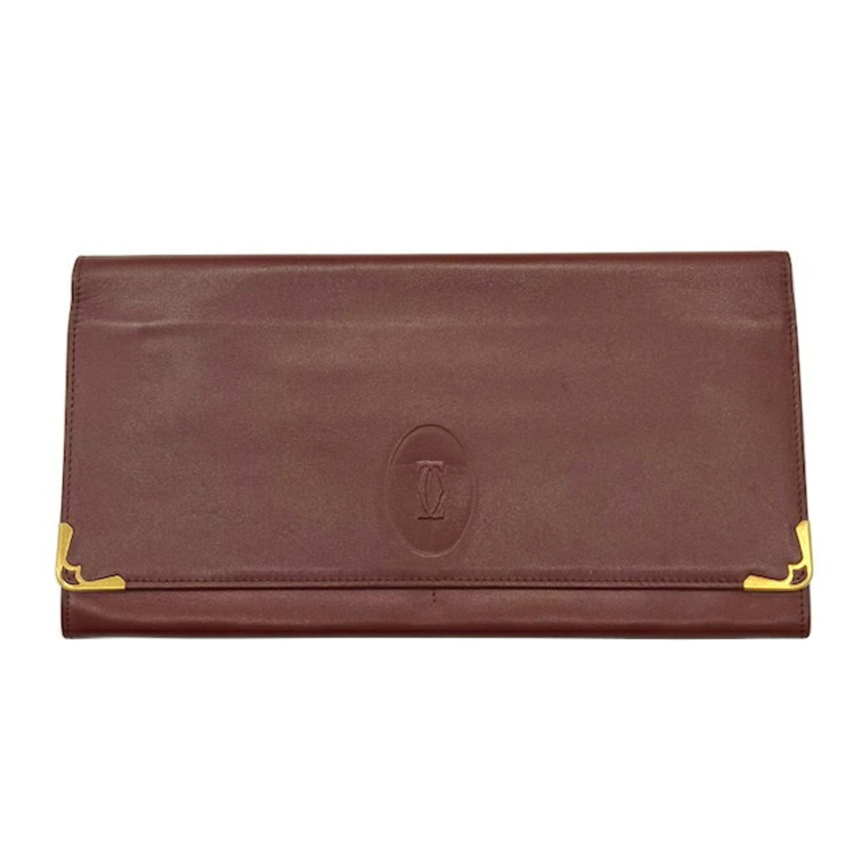 Cartier Bordeaux Leather Clutch Bag (Pre-Owned)